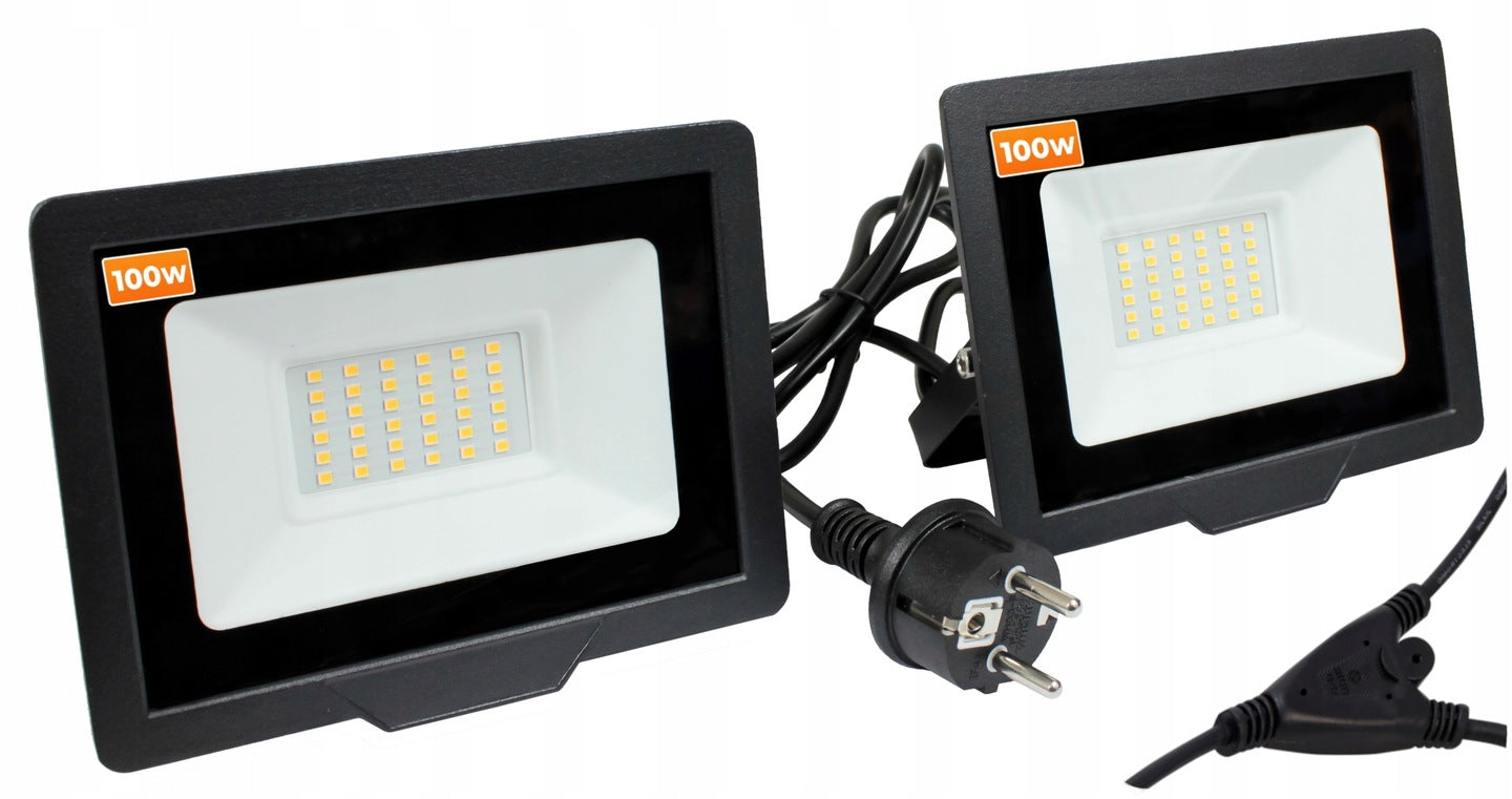 Halogen LED Floodlight 2X 100W 200W For Tripods 4500K 14000lm + CABLE 1,5m Manufacturer code i605_EPN019