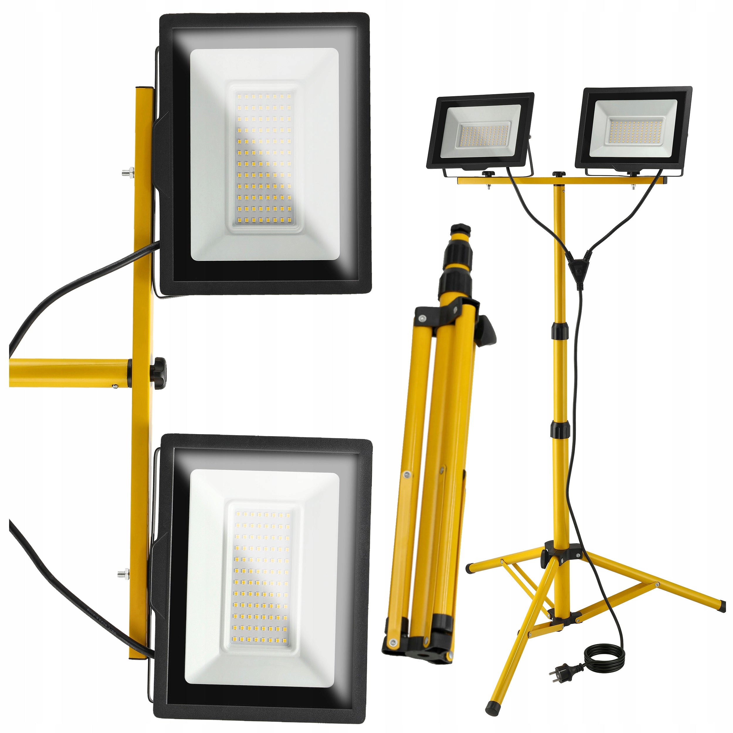 Halogen LED Floodlight 2x100W + Construction Tripod With Plug 230V 200W IP65