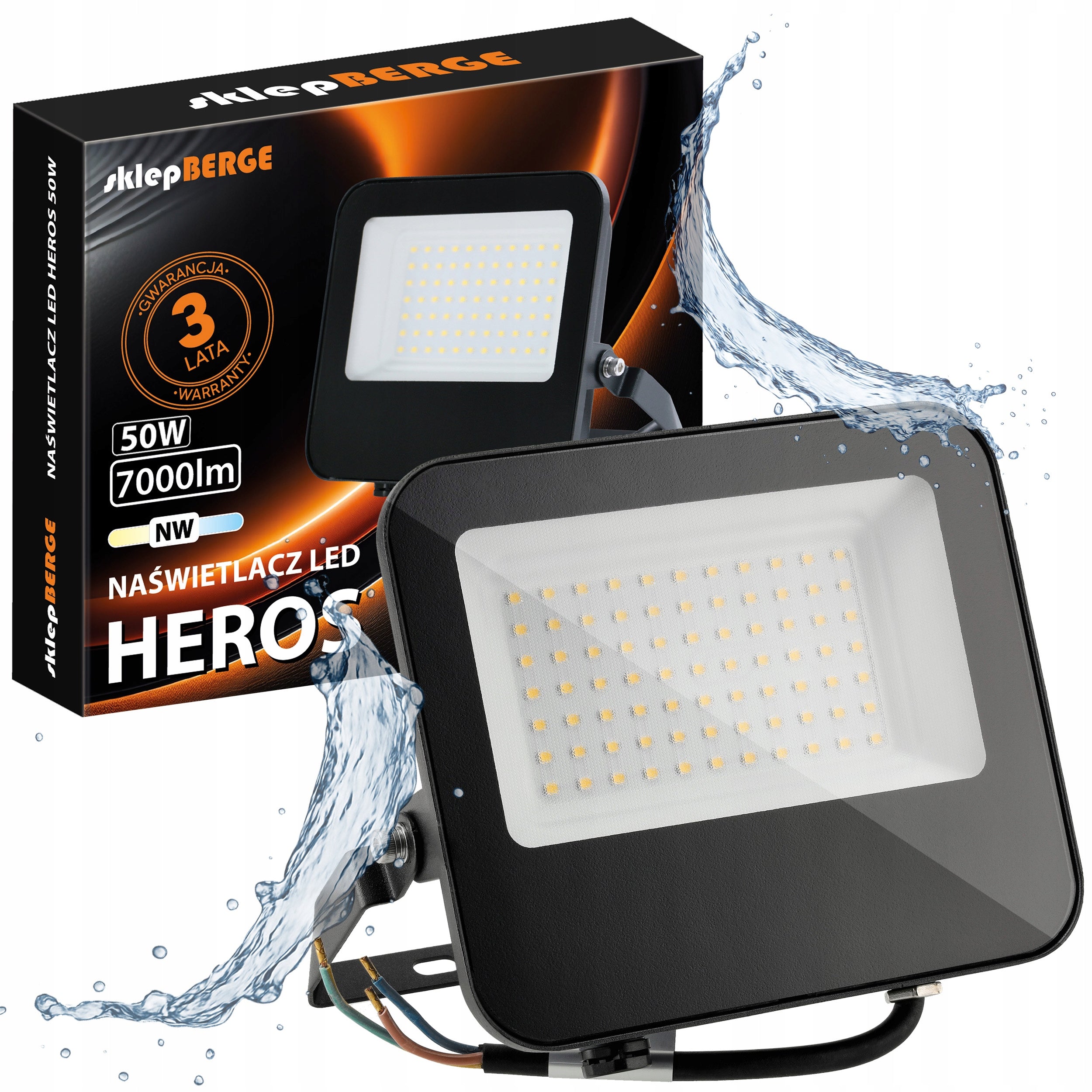 Halogen LED Floodlight 50W 7000lm Outdoor Working Efficient Durable IP65