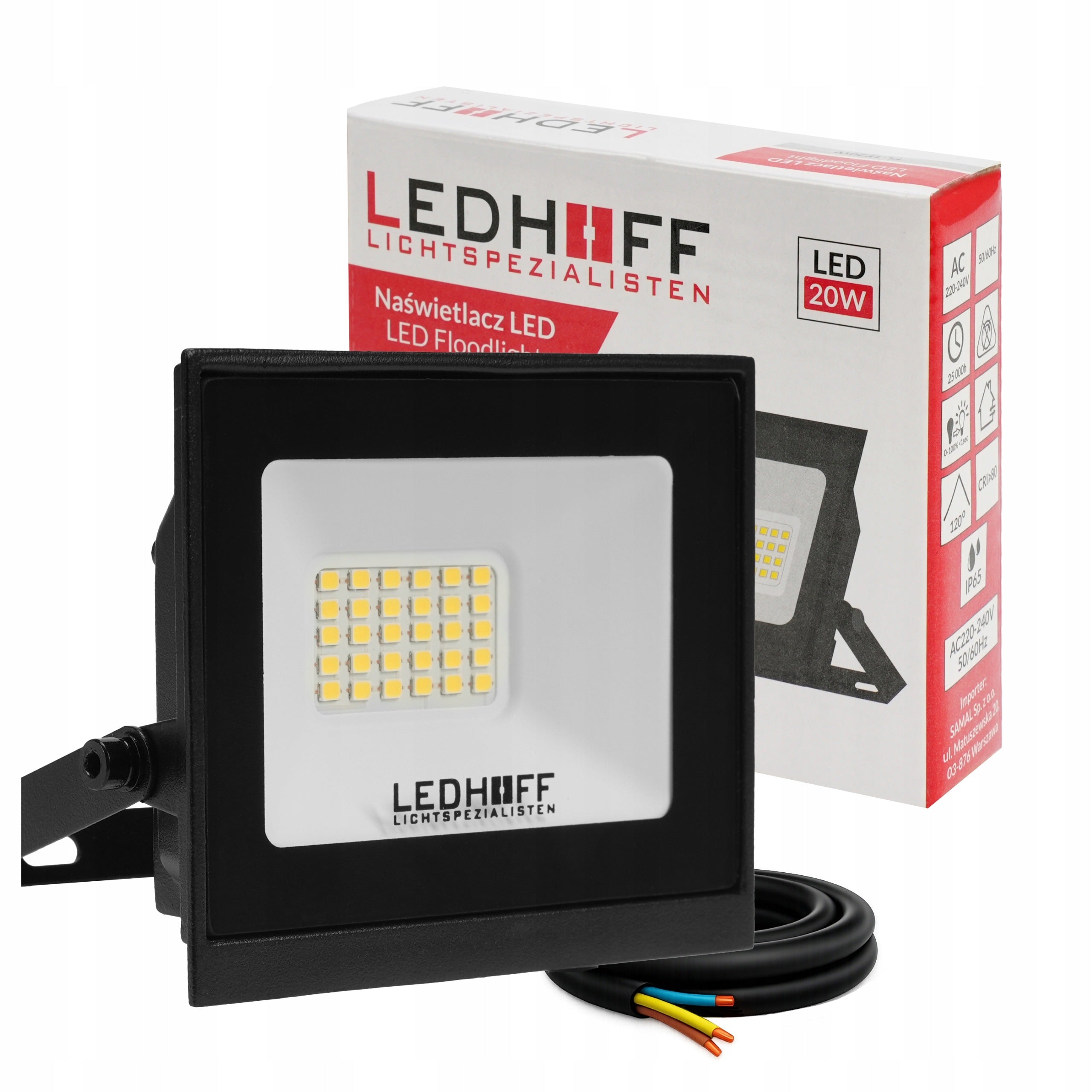Halogen LED Floodlight Headlight 20W 1800lm Waterproof 4500K Outdoor