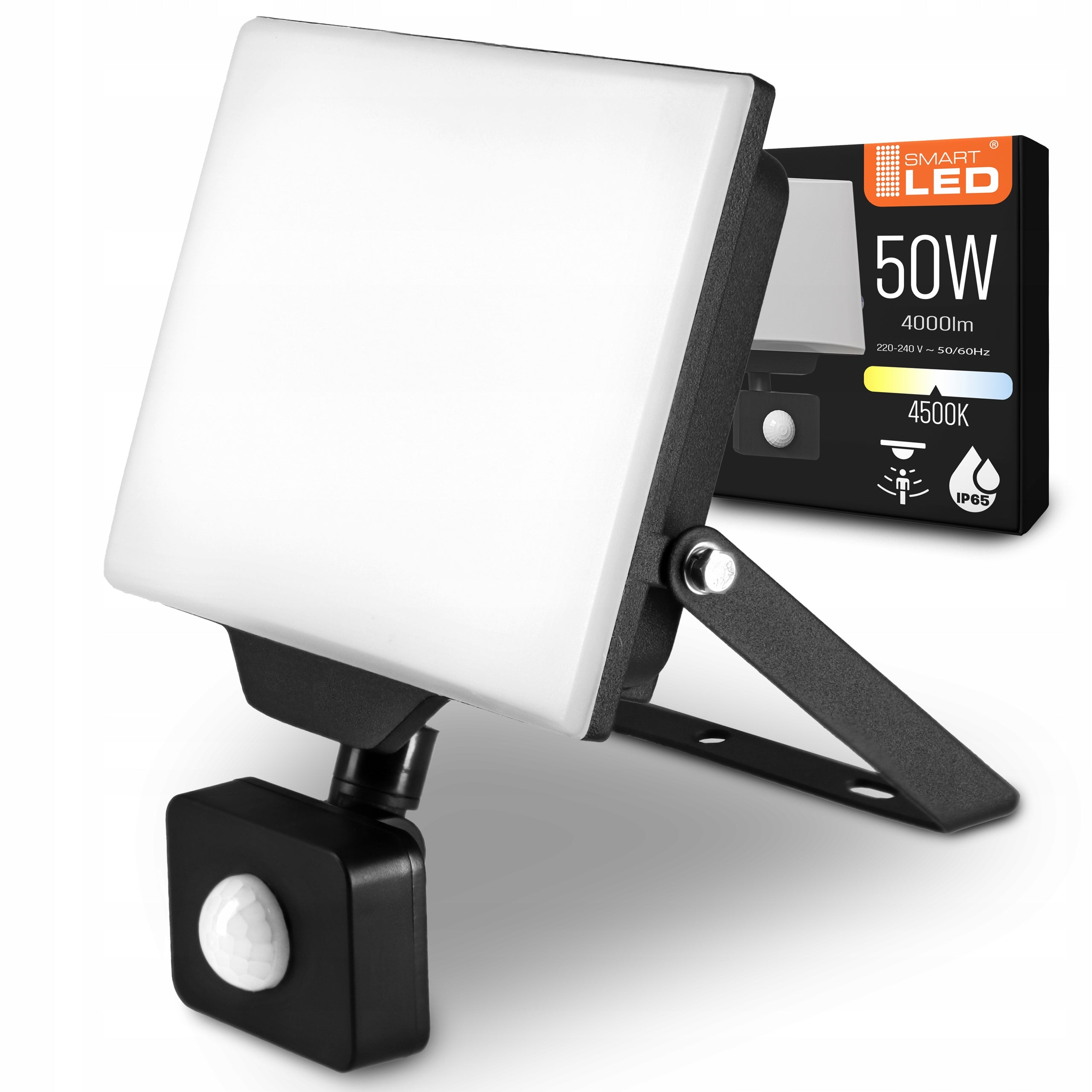 Halogen LED Floodlight Headlight 50W 4500K with PIR Motion Sensor Waterproof