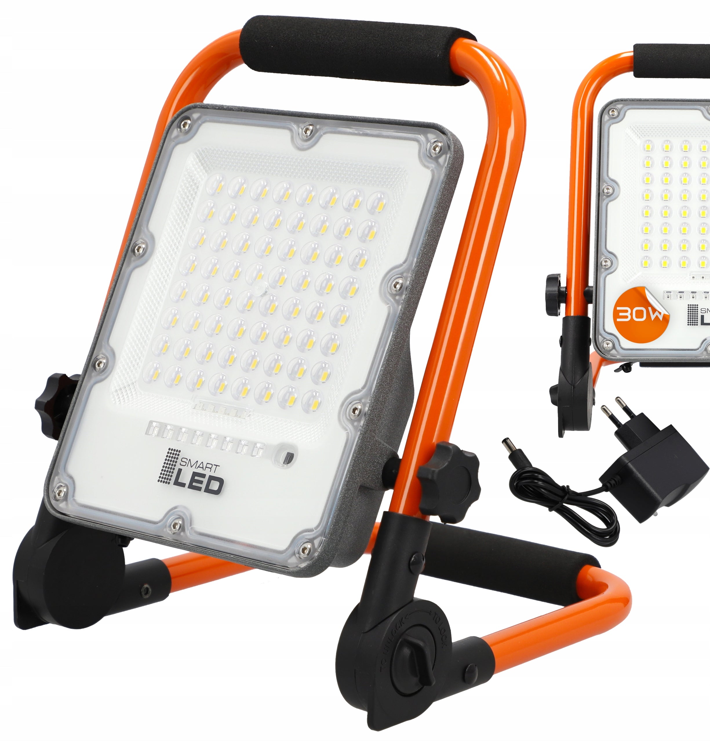 Halogen LED Floodlight Portable Lamp Batteries Rechargeable + 30W Power Supply