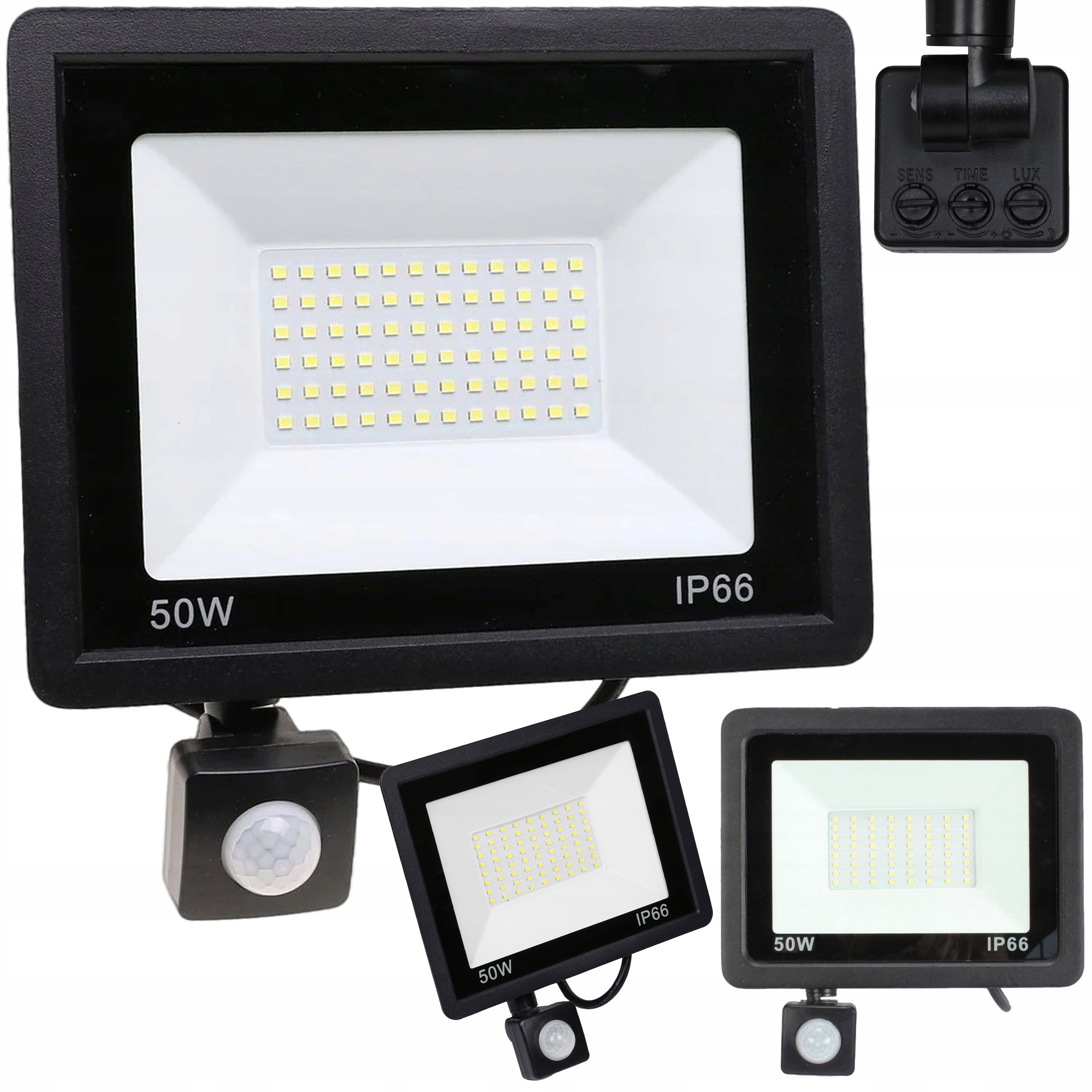 Halogen LED Floodlight Smartled 50W black with motion sensor IP66 4500K