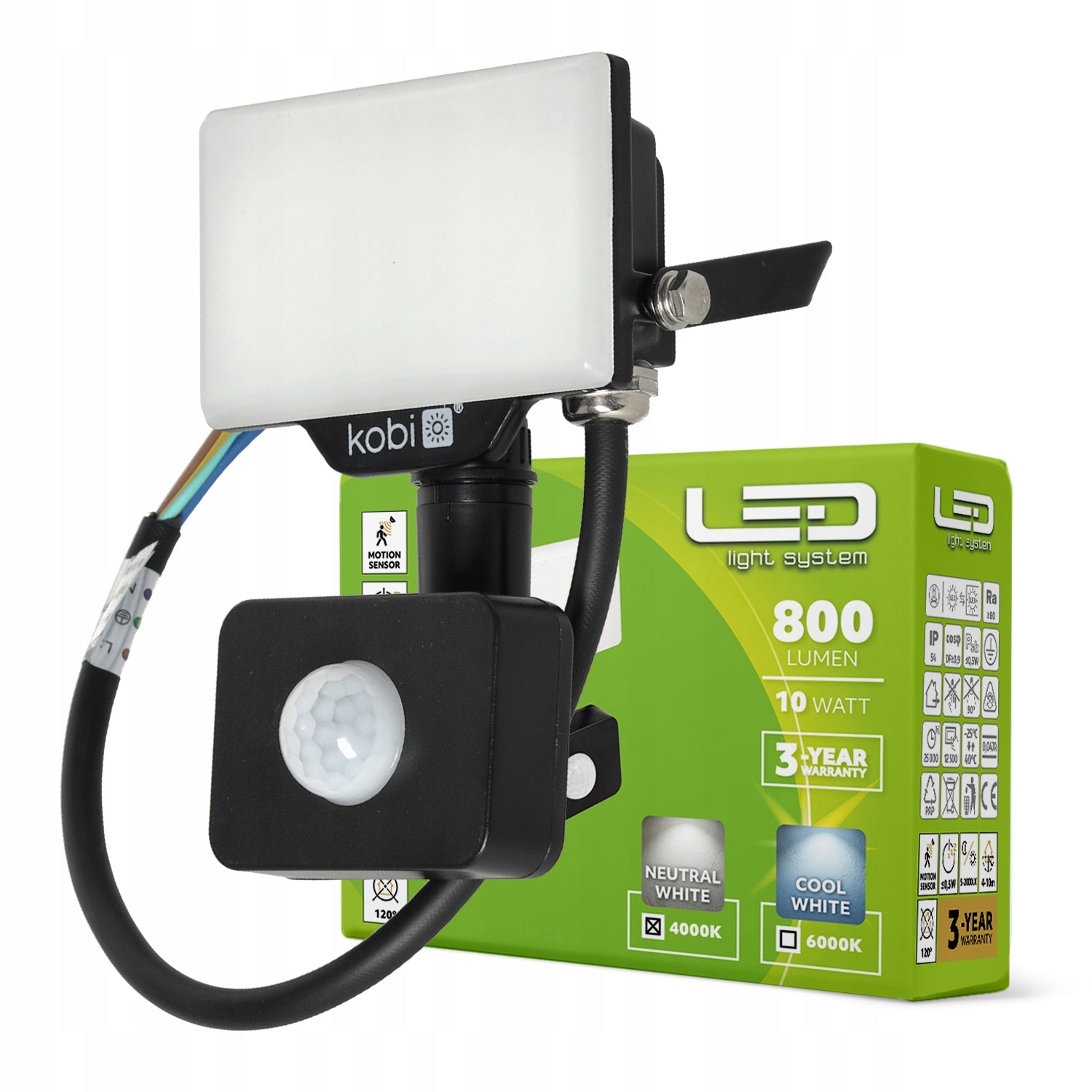 Halogen LED Floodlight with Motion and Dusk Sensor 10W 4000K IP54