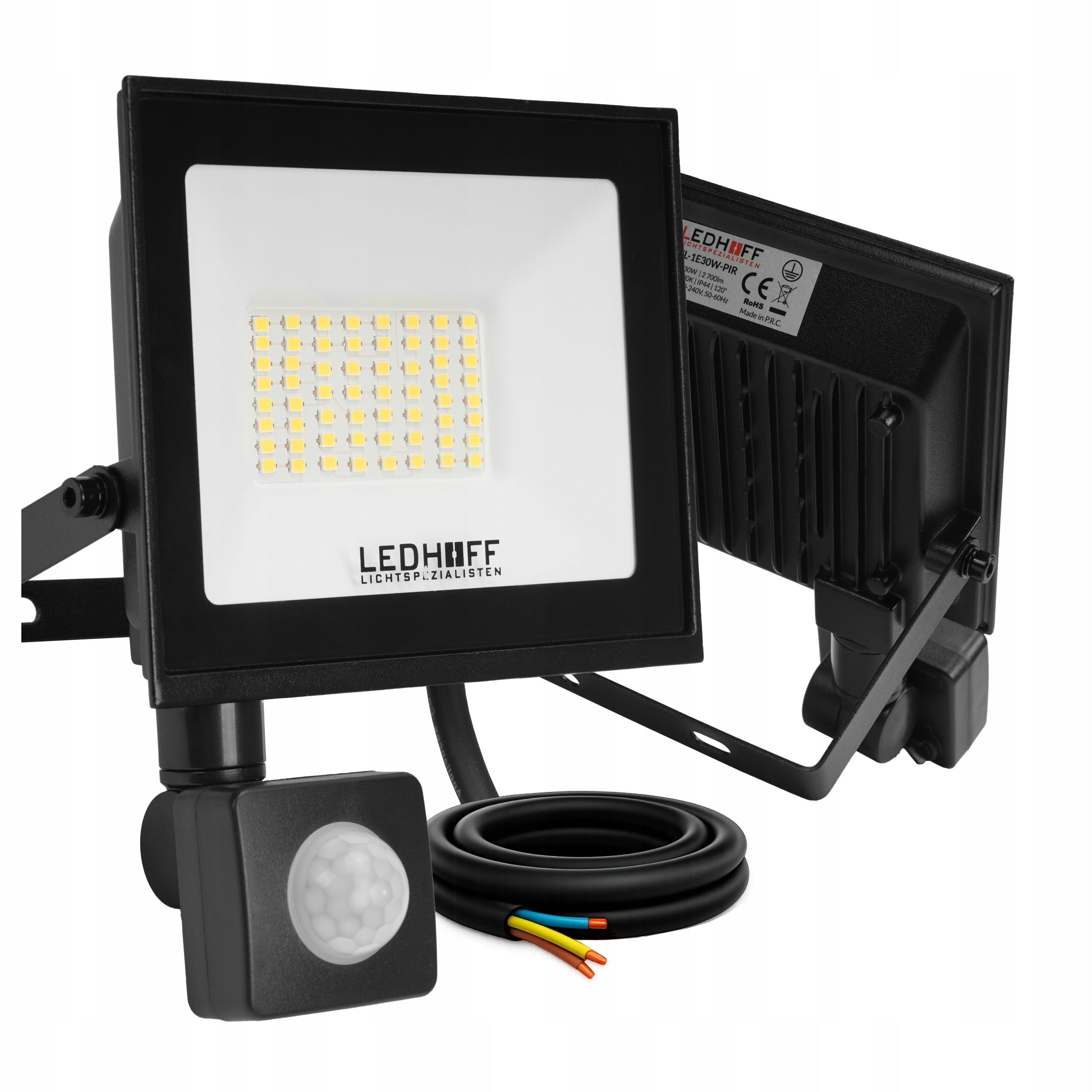 Halogen LED Headlight 30W PIR Motion Sensor Outdoor Lighting 2700lm
