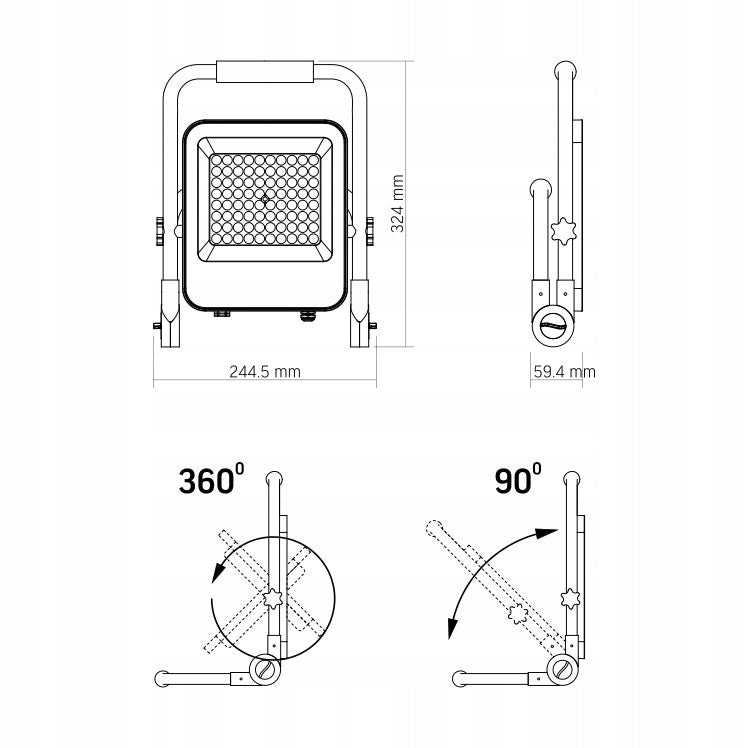 Halogen LED Workshop Lamp Rechargeable with Stand VIDEX 50W 1600lm IP65 Brand Videx