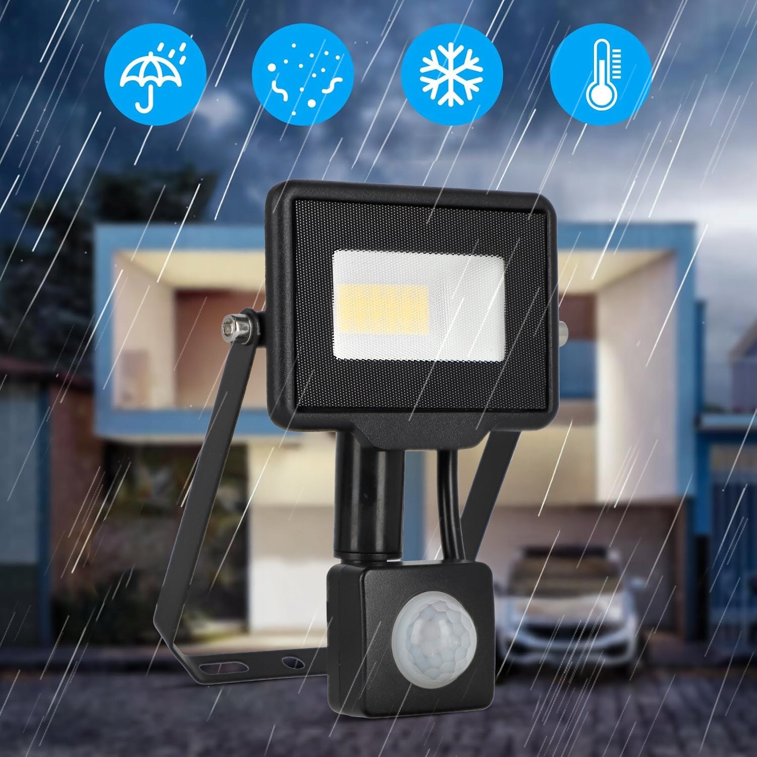 Halogen LED with Twilight Motion Sensor Floodlight 20W IP65 PIR Headlight Packaging status original