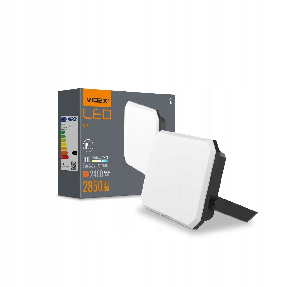 Halogen floodlight 30W neutral light 5000K 2850lm IP65 FLOOD Videx