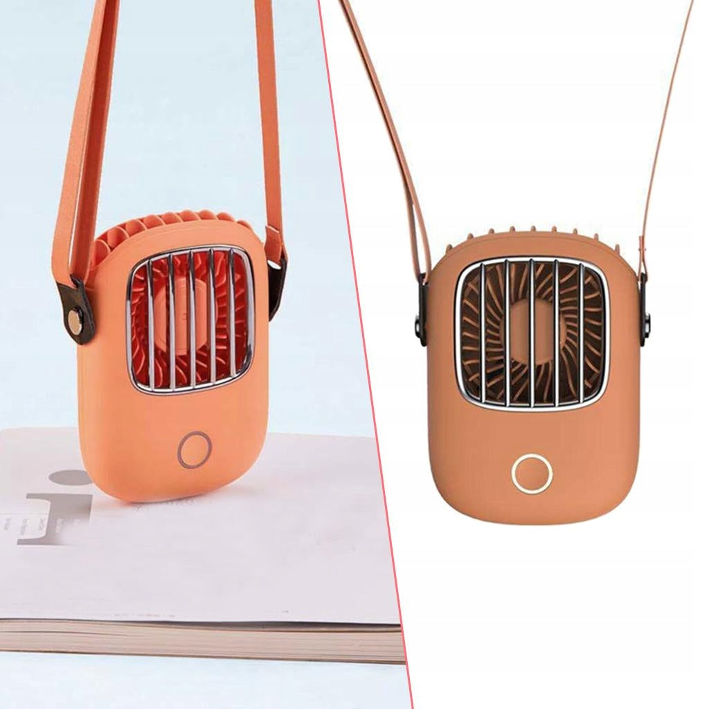 Halter Fan, Portable Handheld Quiet Hanging Desk Fans, USB Orange Power 0 W