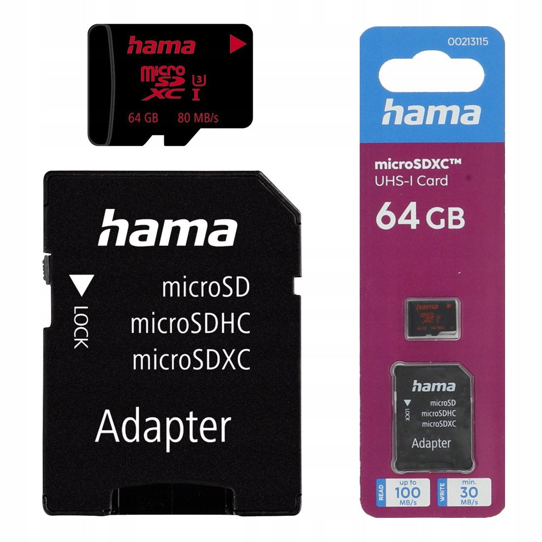 Hama 64GB UHS Speed C3 UHS-I 100MB/s microSDXC Memory Card with Adapter