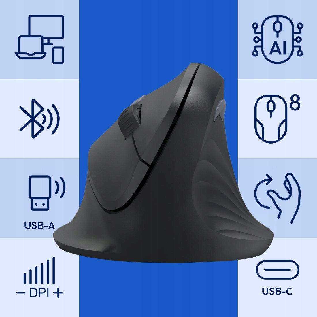 Hama Ergonomic Vertical Wireless Mouse EWM-600 R USB + Bluetooth Packaging status original