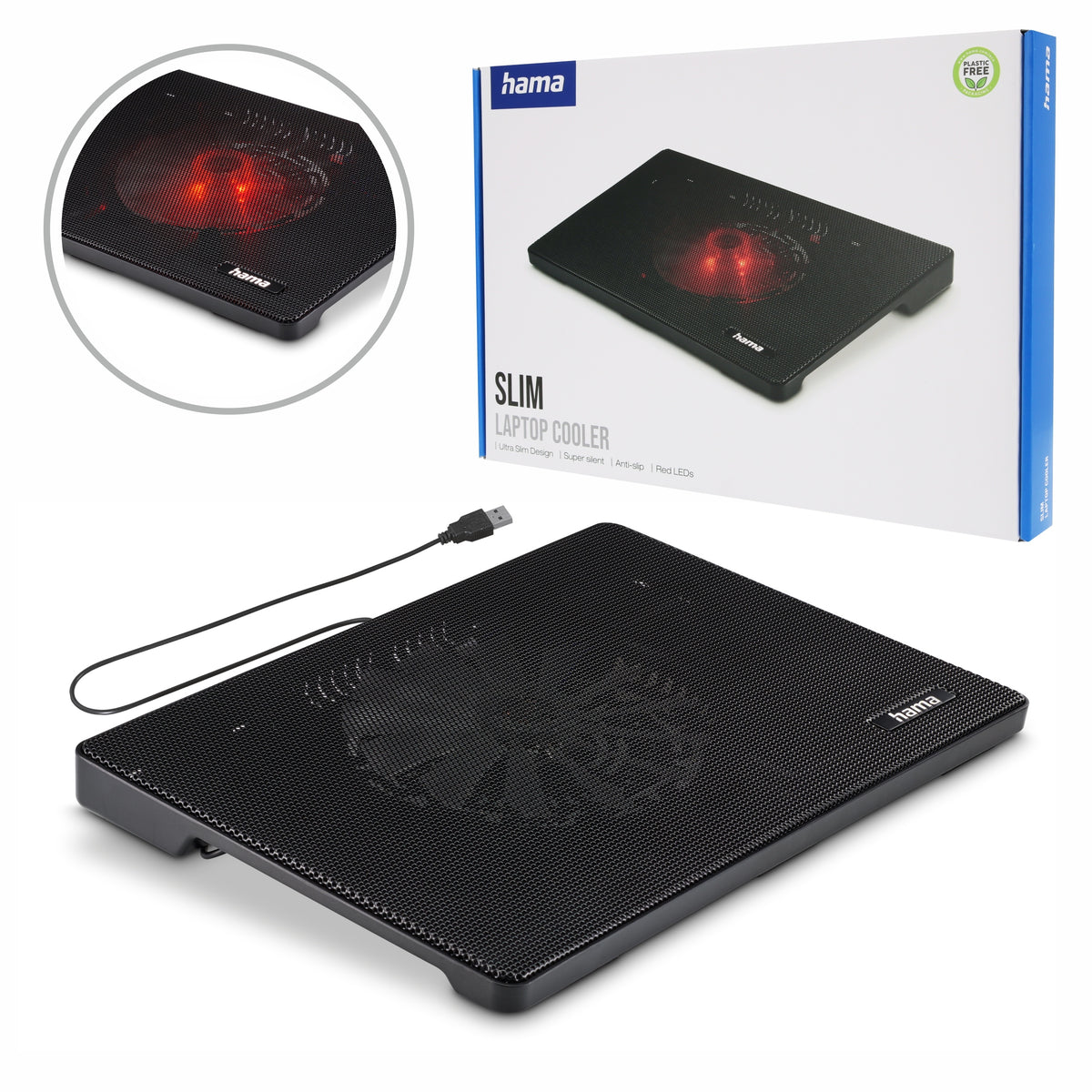 Hama Slim Laptop Cooling Stand 15.6" USB LED Fan