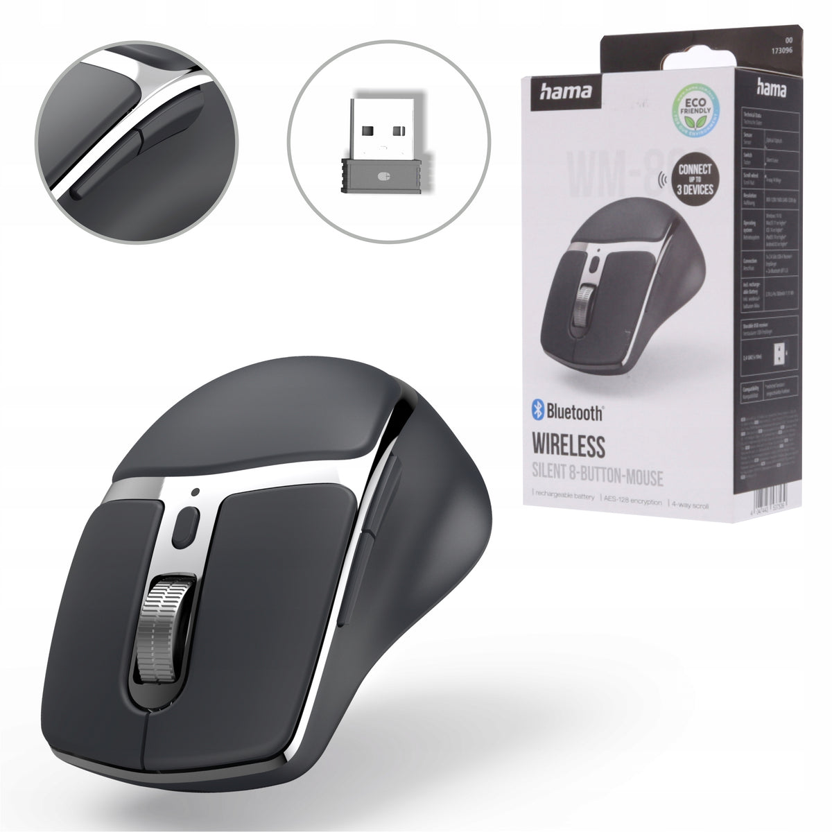 Hama silent mouse wireless mouse WM-800 bluetooth USB 2.4Ghz 3200 dpi