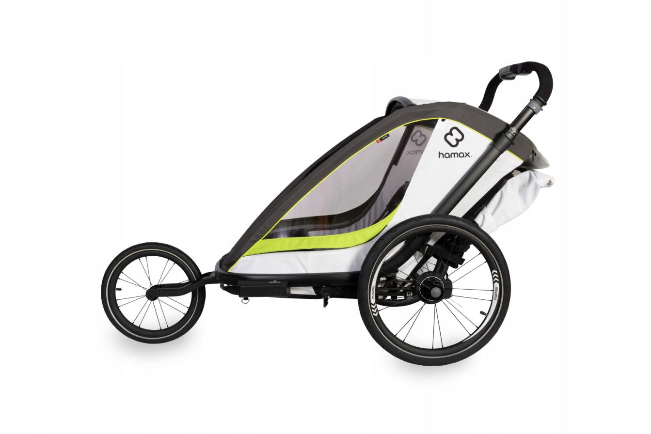 Hamax - BREEZE ONE bicycle trailer - White/green Additional features rain cover hi-vis reflectors sun visors lighting cargo space