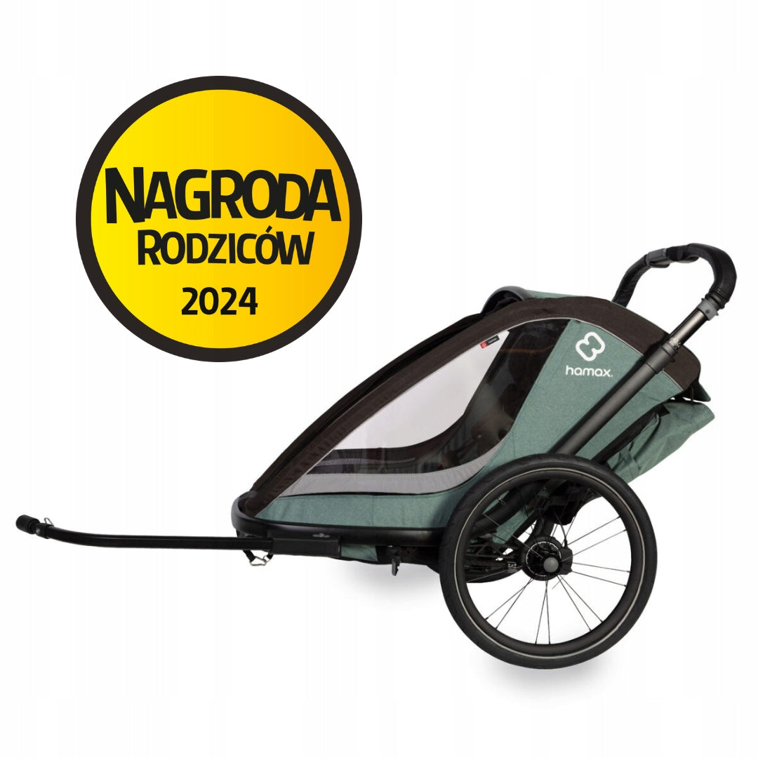 Hamax - COCOON children's bicycle trailer, double - Green/black Color black