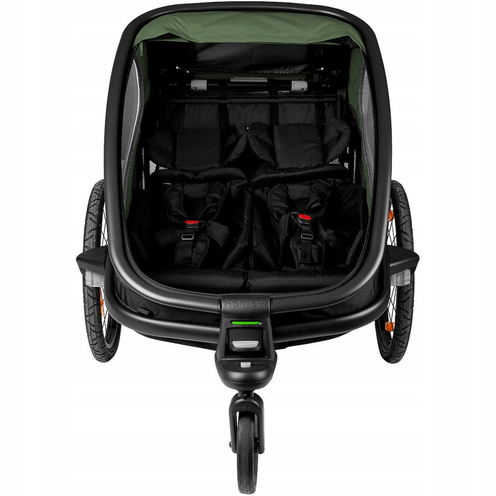 Hamax Outback Twin Baby Trailer Green 22kg 2 Children Stroller Brand Hamax