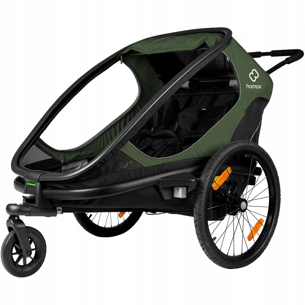 Hamax Outback Twin Baby Trailer Green 22kg 2 Children Stroller Packaging status original