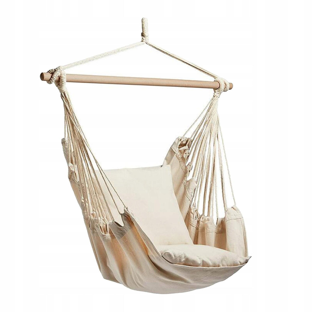 Hammock Chair Hanging Rope Swing 320 Lbs Hanging Chair for Indoor and white