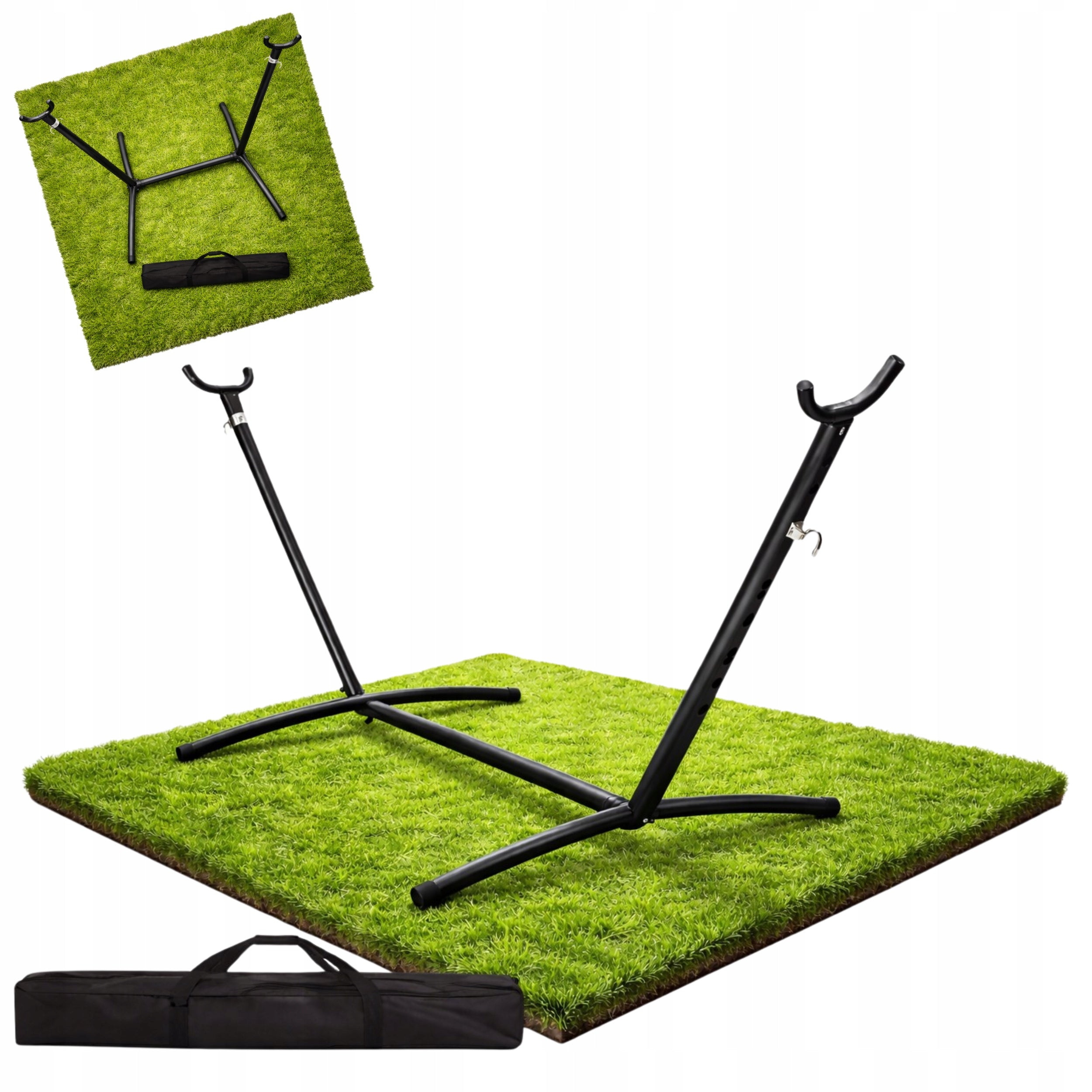 Hammock Frame Garden Stand Metal Strong Black Double For Terrace