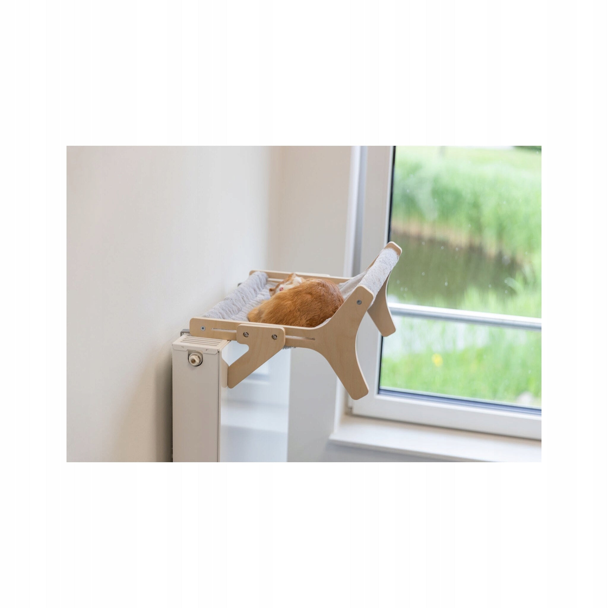 Hammock cat bed wood/plush 47x24x38cm freestanding/hanging Product width 38 cm