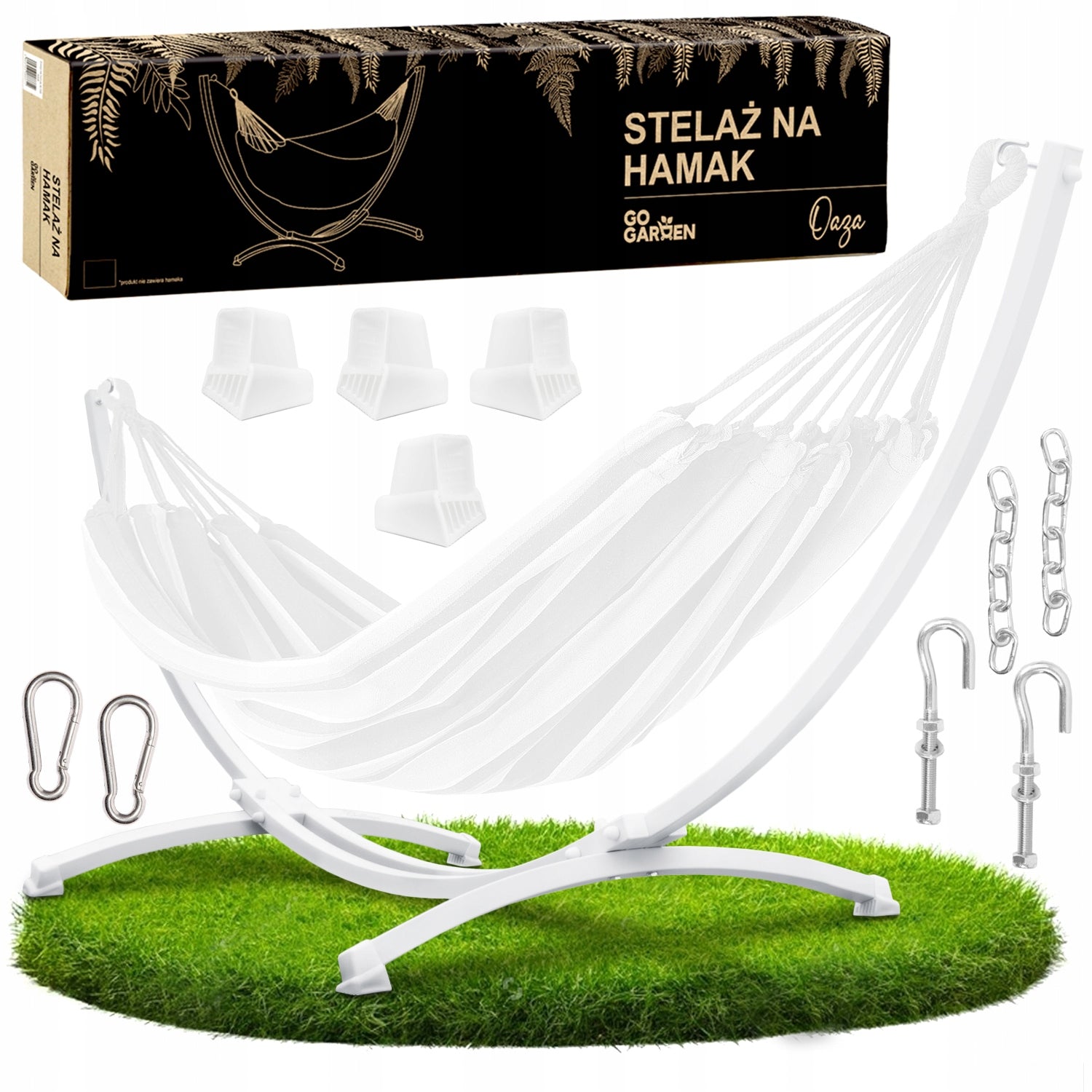 Hammock frame garden stand metal double for hammock up to 250 kg white