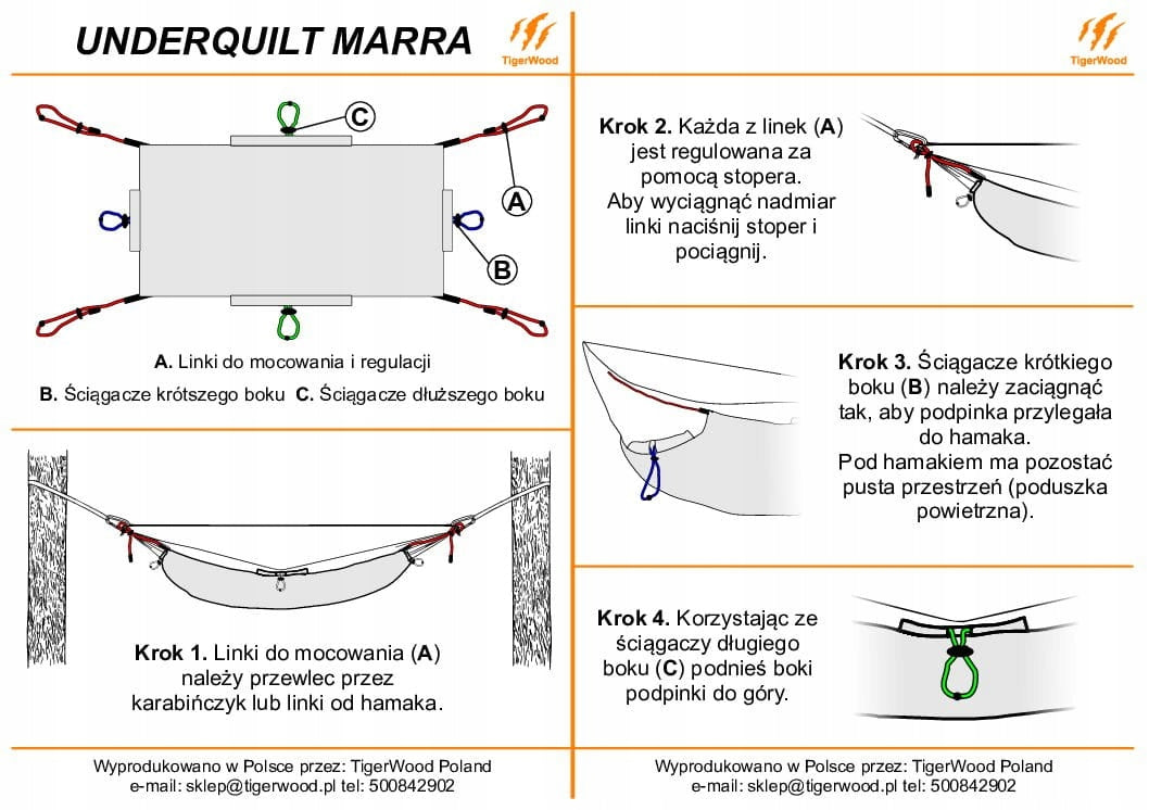 Hammock lining TigerWood Underquilt Marra 2.0 Olive 200 cm Type material