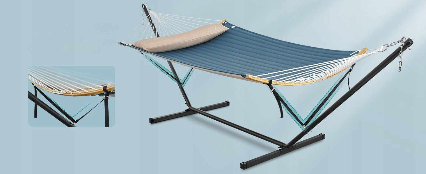 Hammock with frame with bars and quilted pillow 200 kg blue 200x140 Manufacturer code GHS002Q01