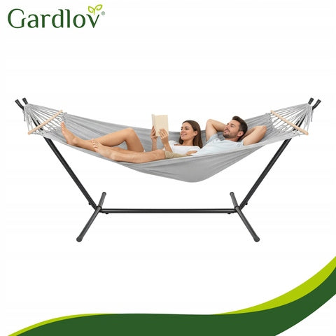 Hammock with garden frame double 200x150cm strong iron stand 250kg Material width 120 cm