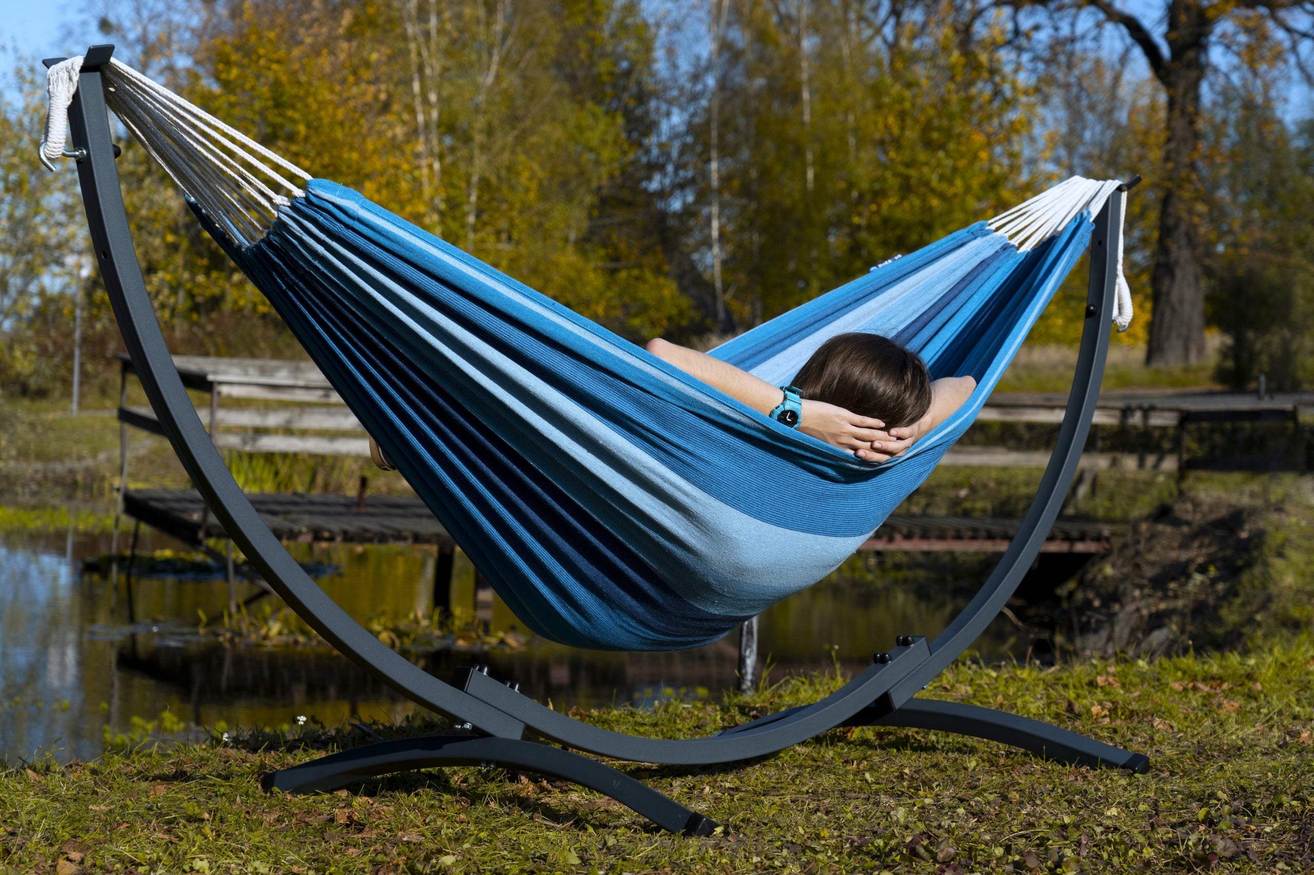 Hammock with steel frame KOMPAKT compact garden hammock set POTENZA EAN (GTIN) 5907543789933
