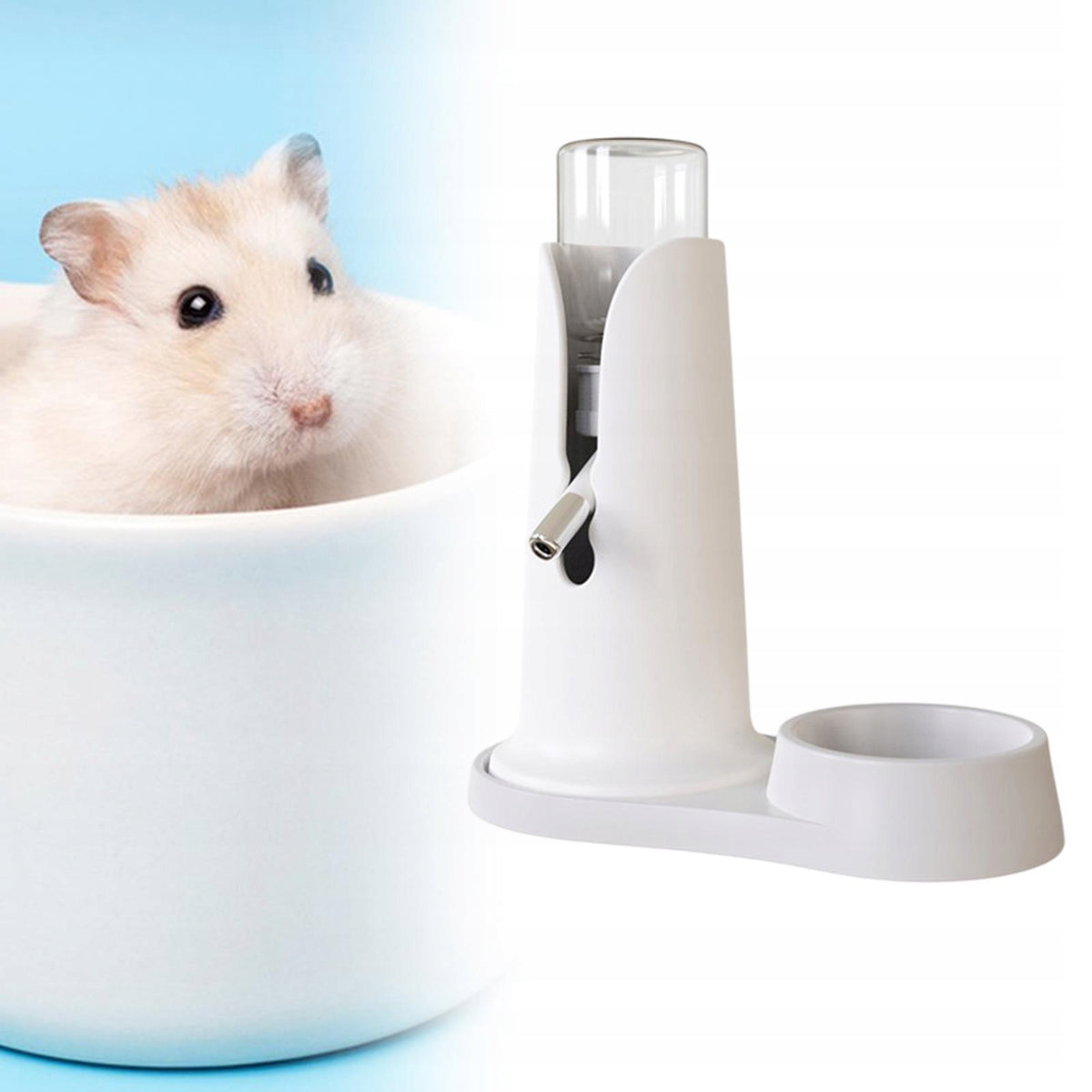 Hamster Kettle Hamster Water Bottle with Stand for Rabbit Small white