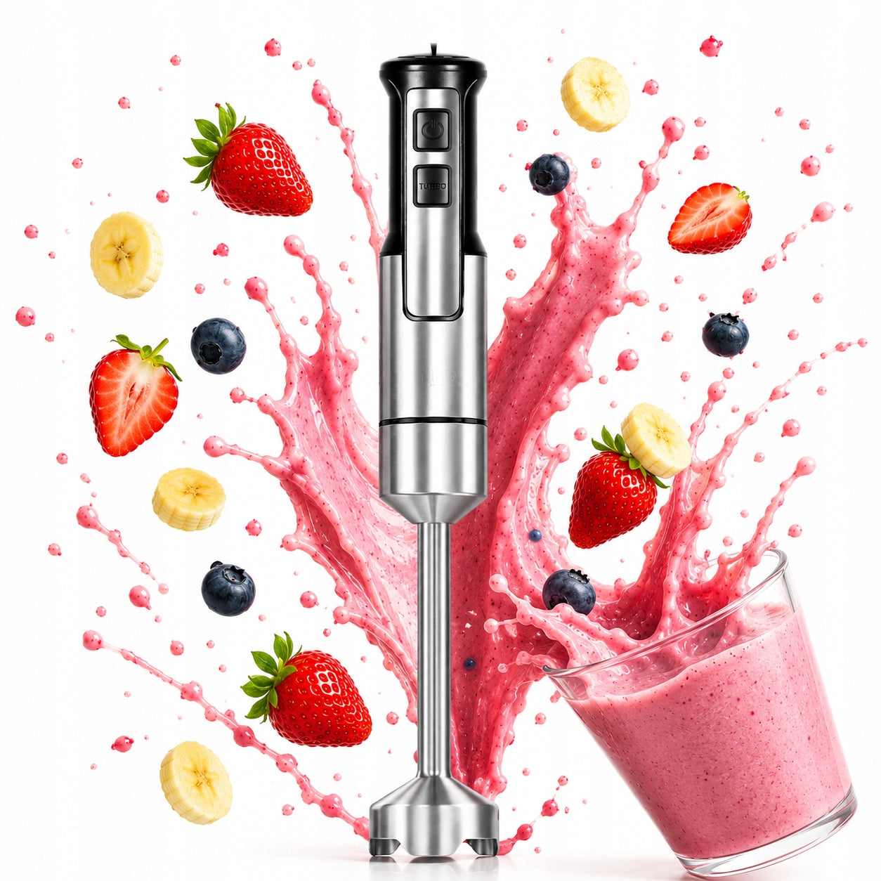 Hand Blender 1000W INOX 4in1 | Shredder | Turbo | Steel