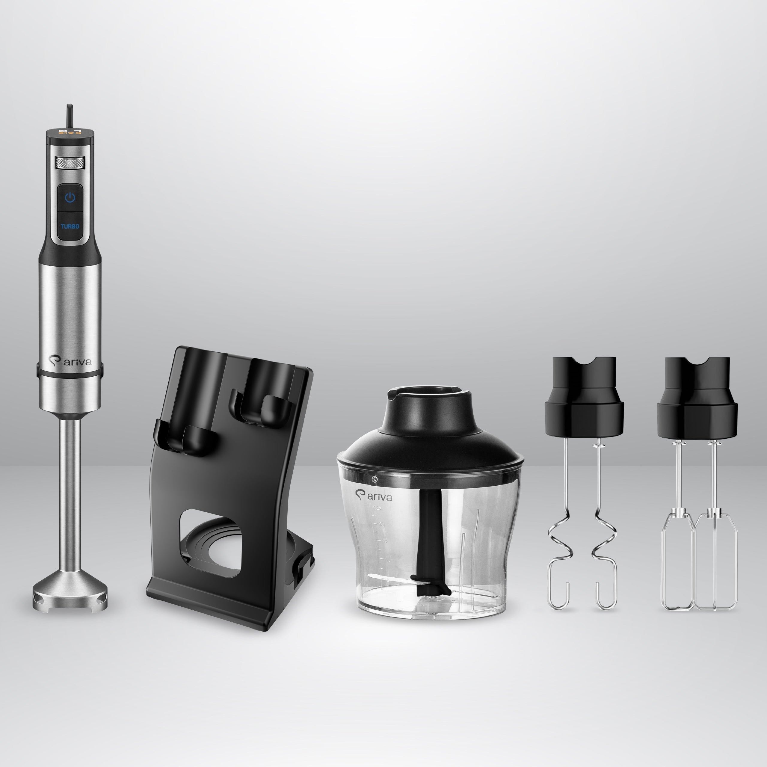 Hand Blender 6in1 ARIVA 1200W Steel Titanium LED Blades 12 Gear TURBO Packaging status original