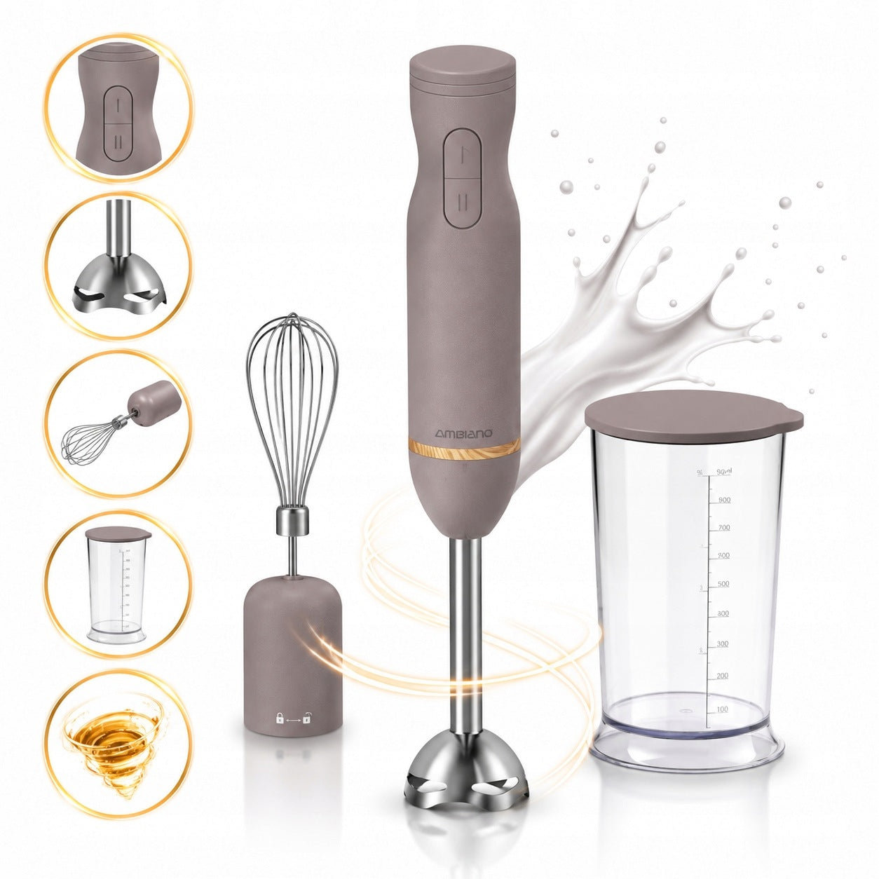 Hand Blender 800W 2 Speeds Beater Container 700ml Steel