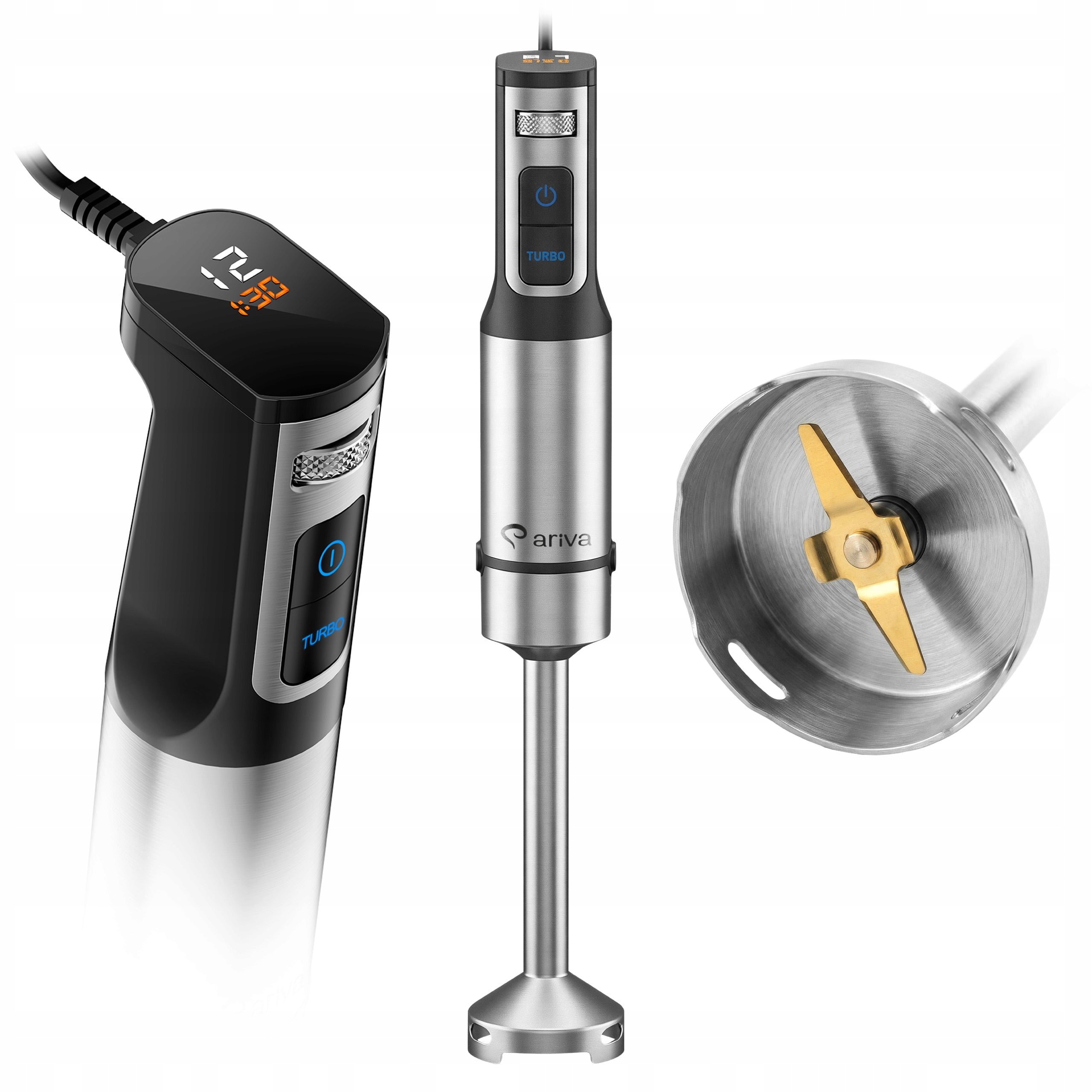 Hand Blender Ariva 1200W Steel Titanium LED Blades 12 Gear TURBO Packaging status original