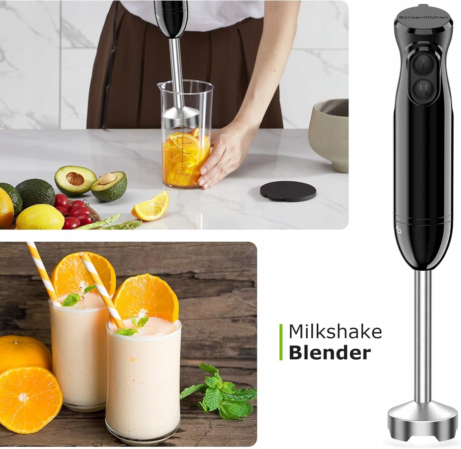 Hand Blender BonsenKitchen HB3201 300 W black (144) Brand Bonsenkitchen
