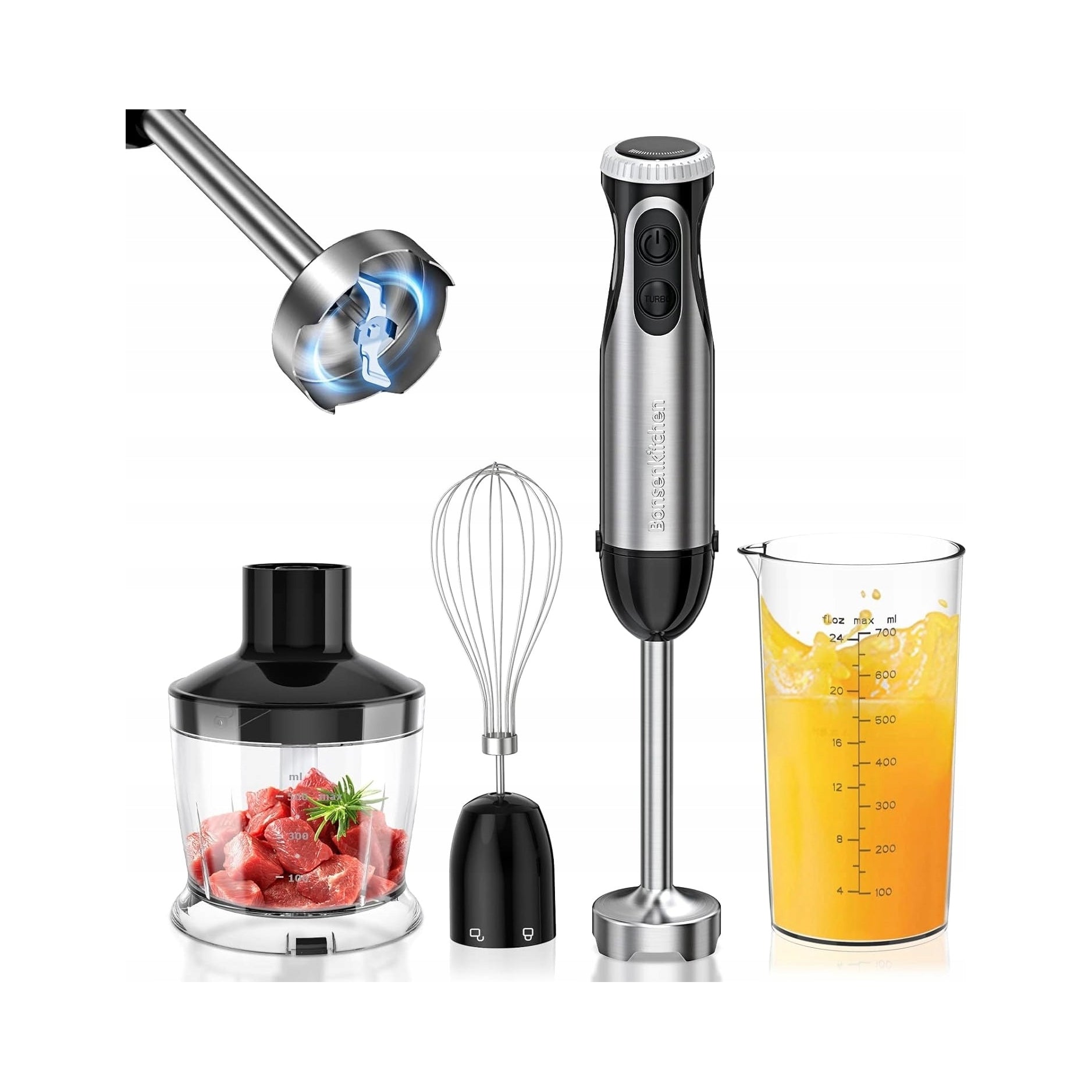 Hand Blender Bonsenkitchen HB3203 1000 W silver/grey