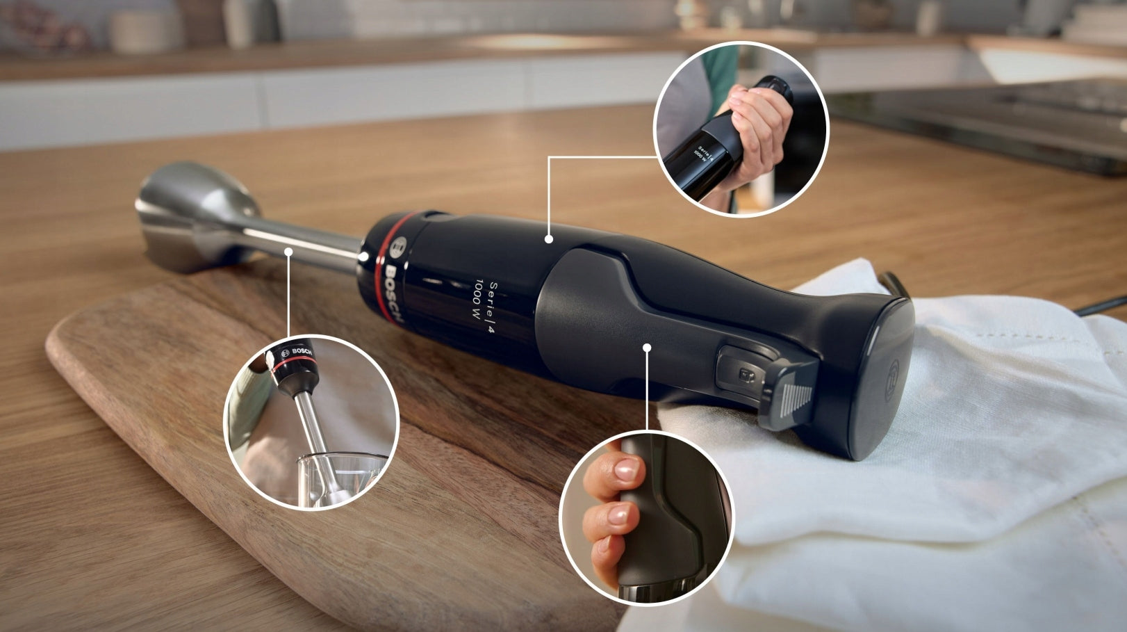 Hand Blender Bosch ErgoMaster Series 4 MSM4B623 1000W Black Shredder Manufacturer code MSM4B623