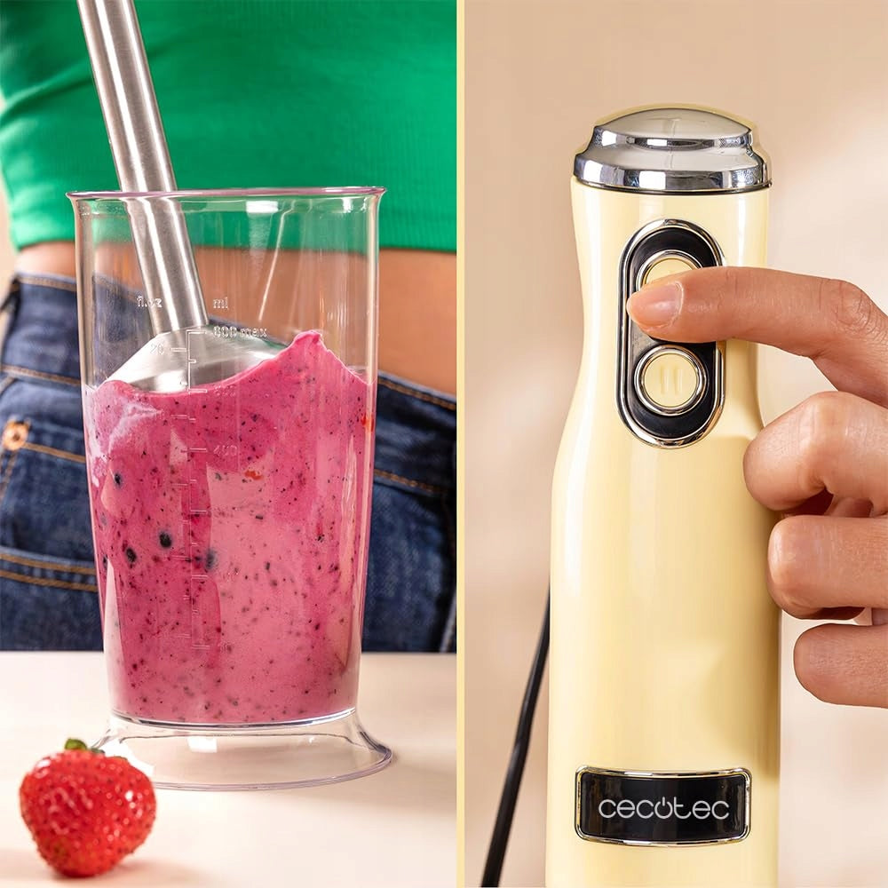 Hand Blender Cecotec 1200W Retro Yellow – CrossBlades, 2 speeds Manufacturer code 03941