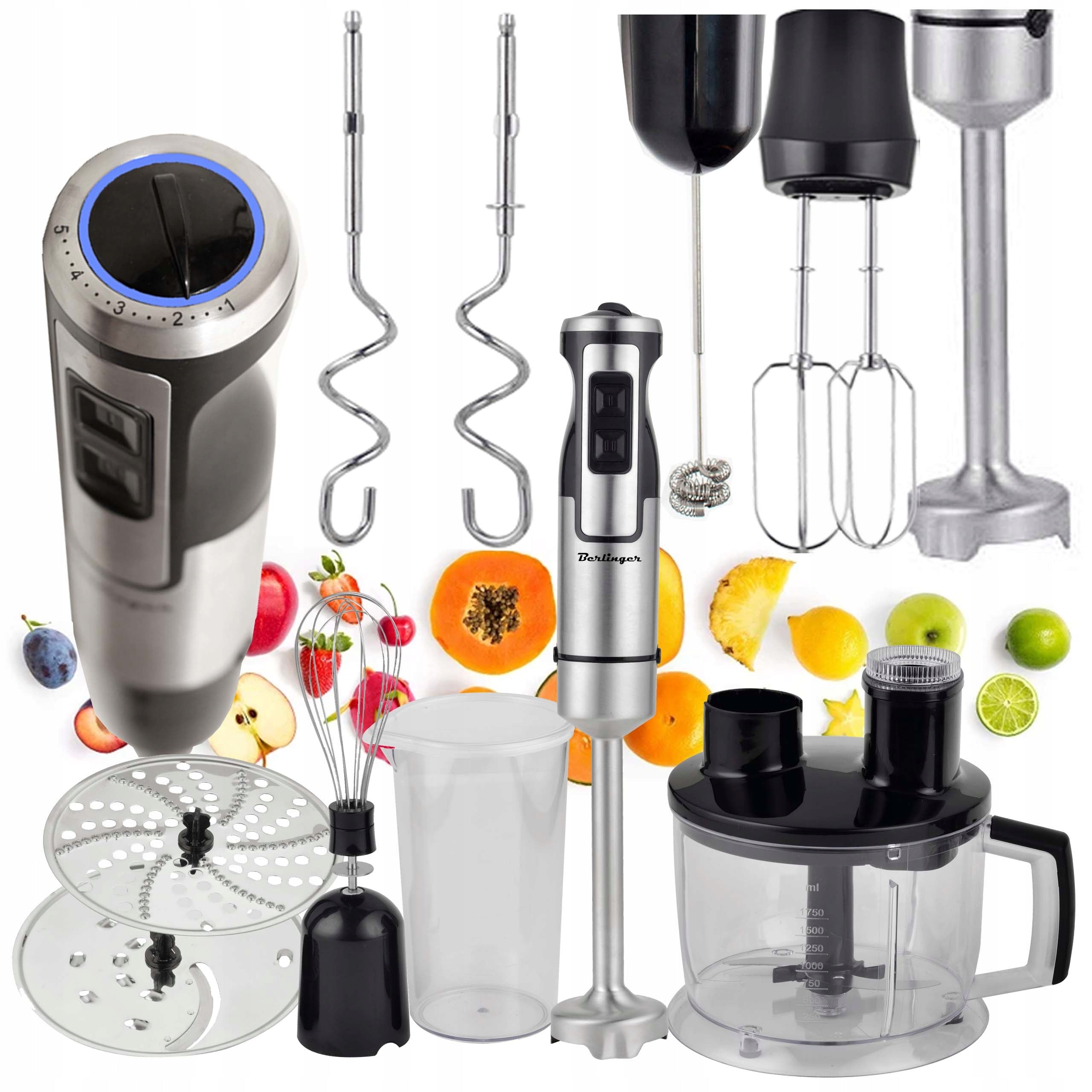Hand Blender Food Processor 1400W Metal Mixer, Beaters Slicer