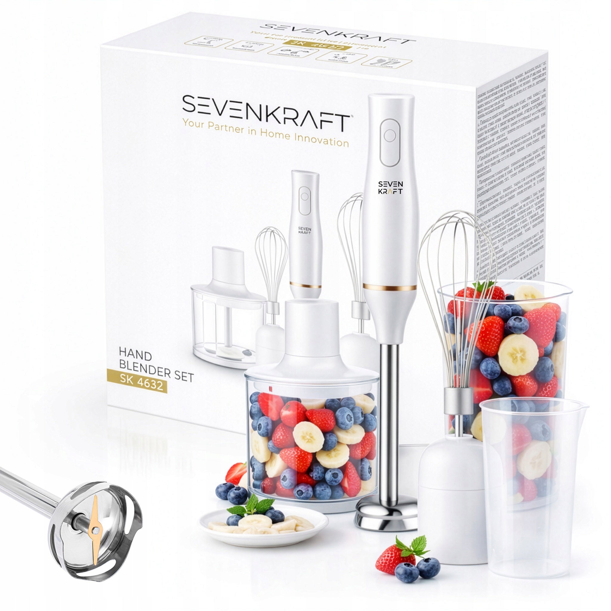 Hand Blender Multifunction Mixer Shredder Set 4in1 White 800W