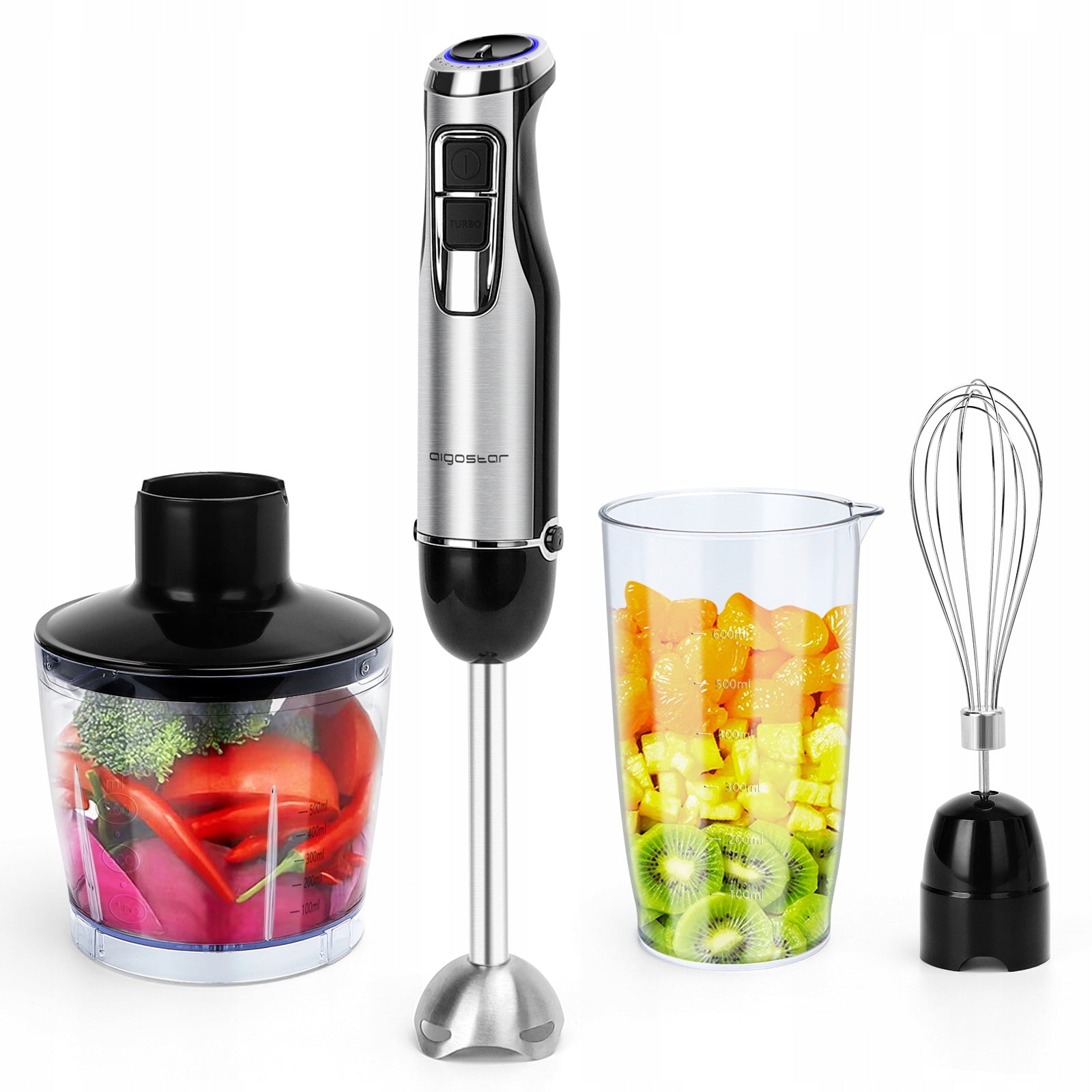 Hand Blender Multifunctional 4in1 Aigostar Buckle STRONG 1000W crushes ice