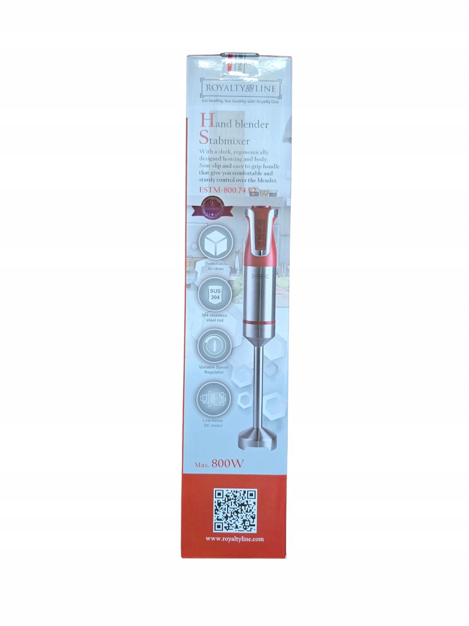Hand Blender Powerful 800W Multifunctional Mixer Function TURBO Crushes Ice Manufacturer code ESTM-800.743.2 RED