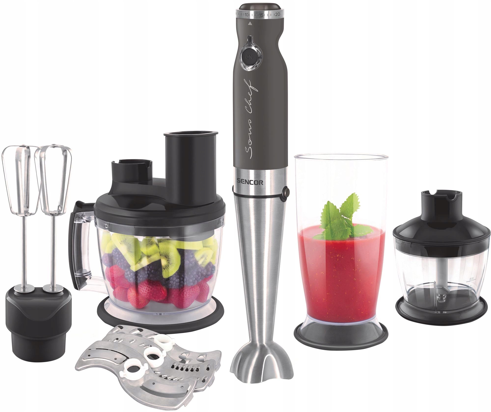 Hand Blender Sencor 9in1 shredder 20 degrees speed power 1200W silver EAN (GTIN) 8590669284085