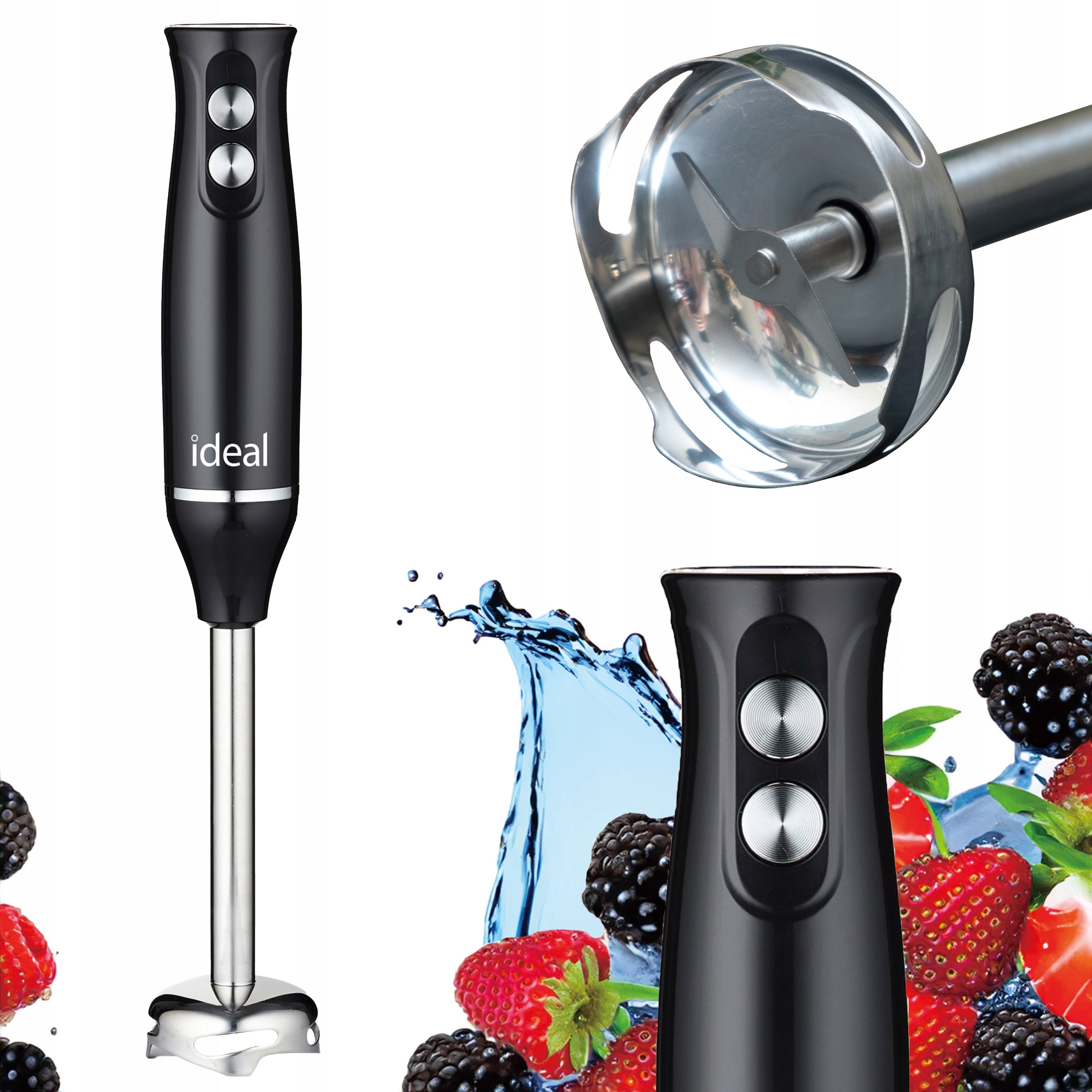 Hand Blender Steel Blades 800W PULSE Mode Ideal IK1001 black