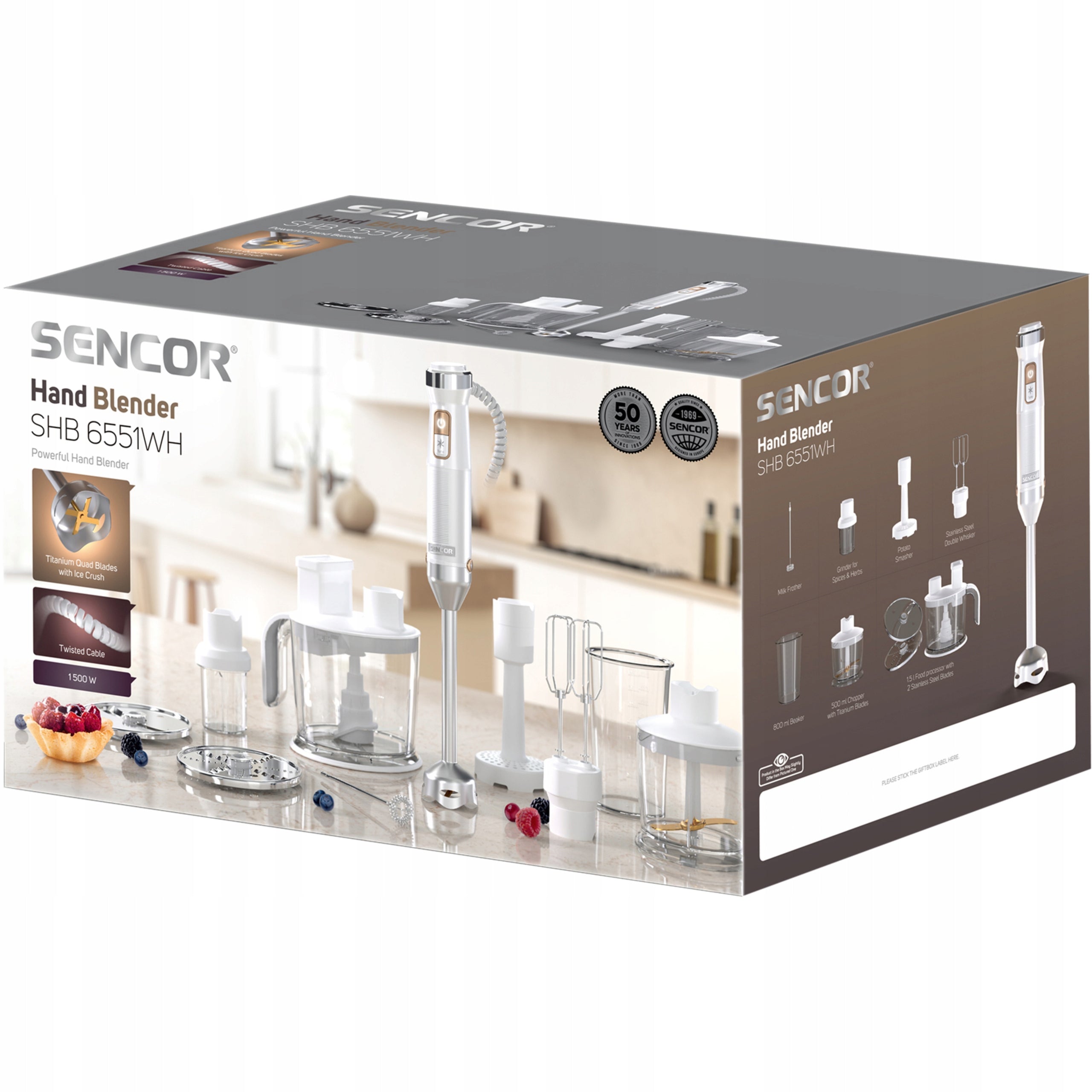 Hand Blender Vertical Sencor SHB 6551WH 10w1 1500W POWERFUL DURABLE MOTOR Packaging status original