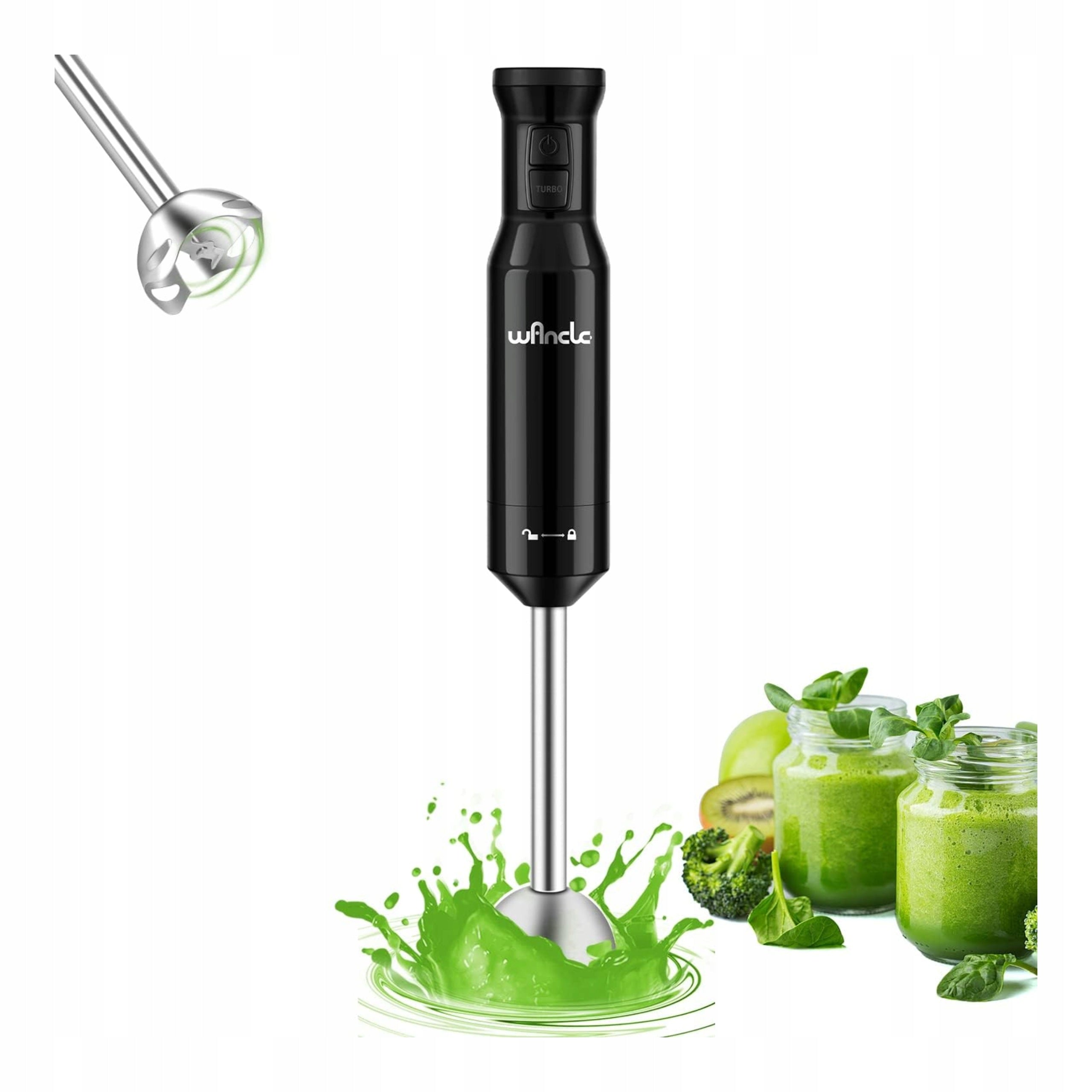 Hand Blender Wancle 600W Turbo For Baby Cocktail Soups Steel