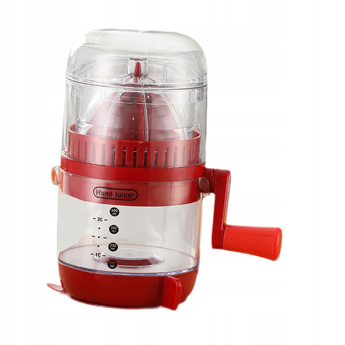 Hand Cranked Juicer Lime Squeezer with Measuring Container Multipurpose Red Packaging status original