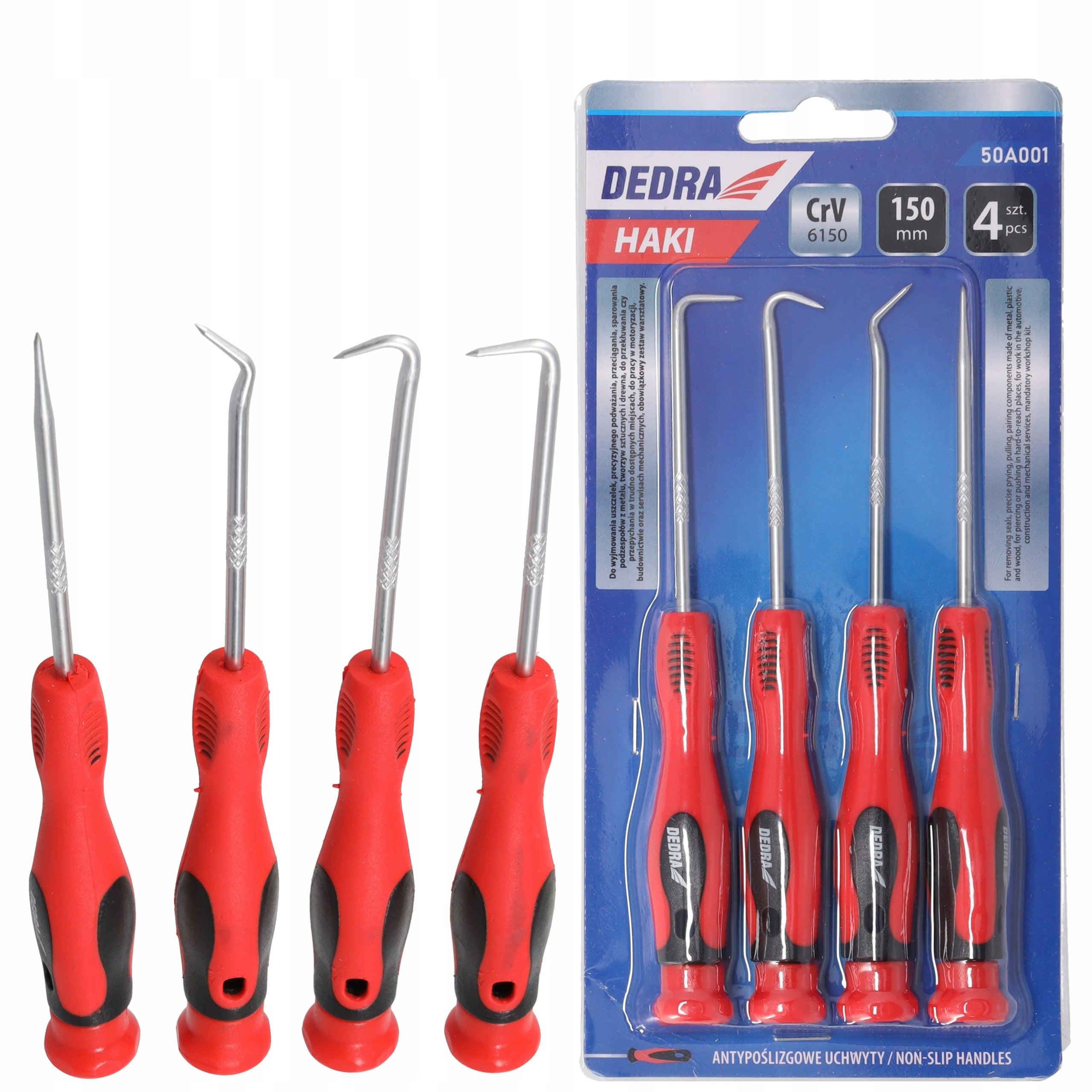 Hand Hooks Set of Hooks 4 pieces 150 mm Precision with Handle DEDRA