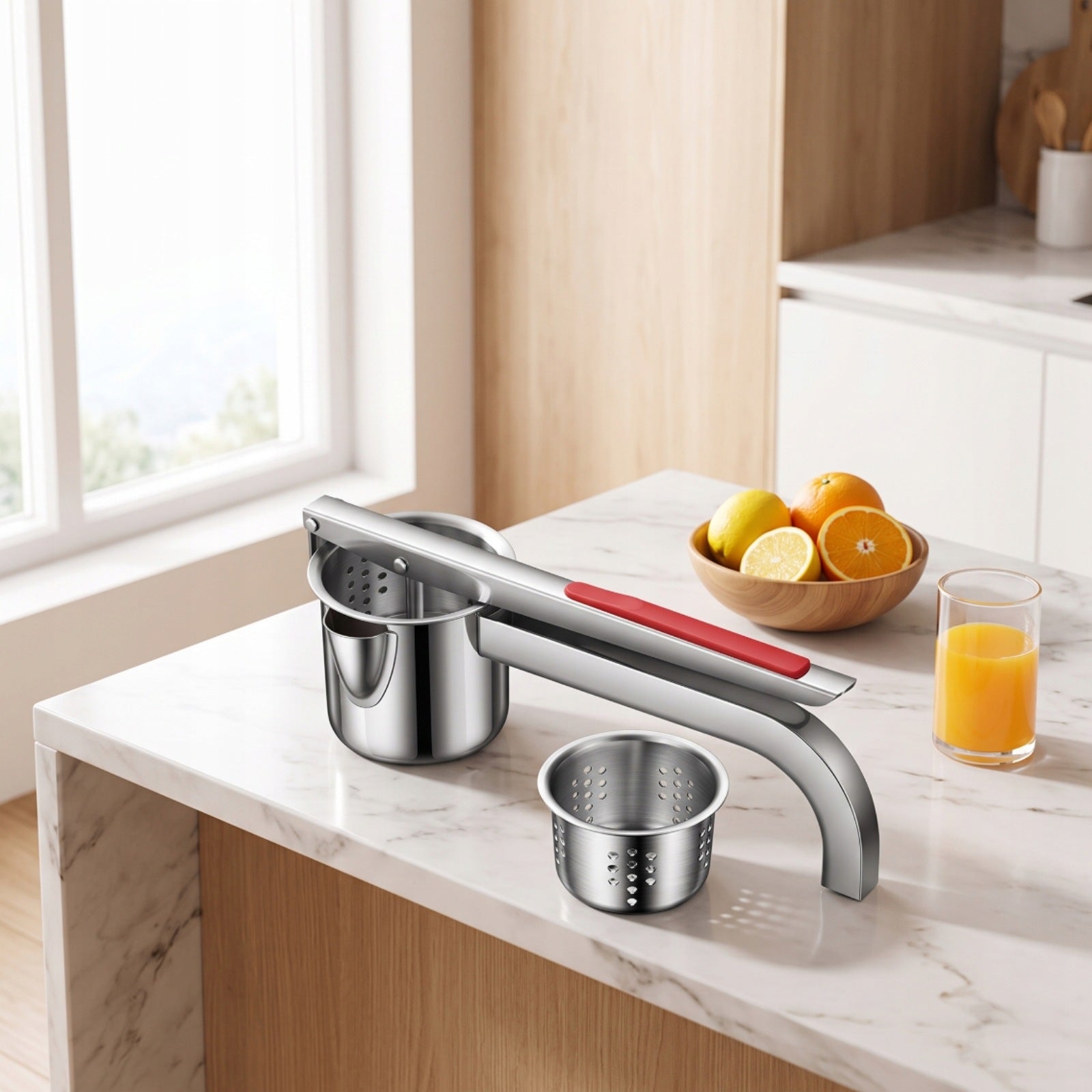 Hand Juicer Press with Strainer Stainless Steel for Kitchen, Home Packaging status original