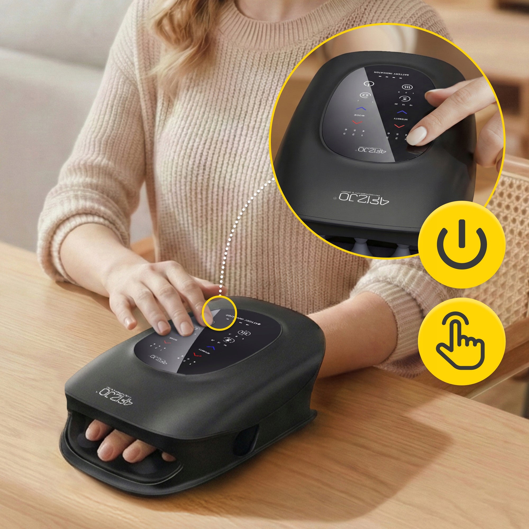 Hand Massager Electric Wireless 6 Modes Heating Compression Medical device no